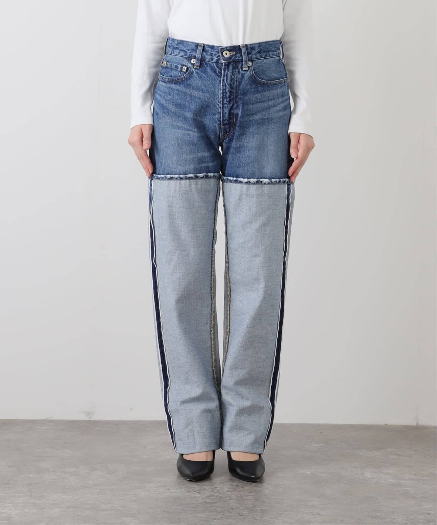 INSCRIRE /アンスクリア】 Wide Roll Up Straight：デニム（デニム