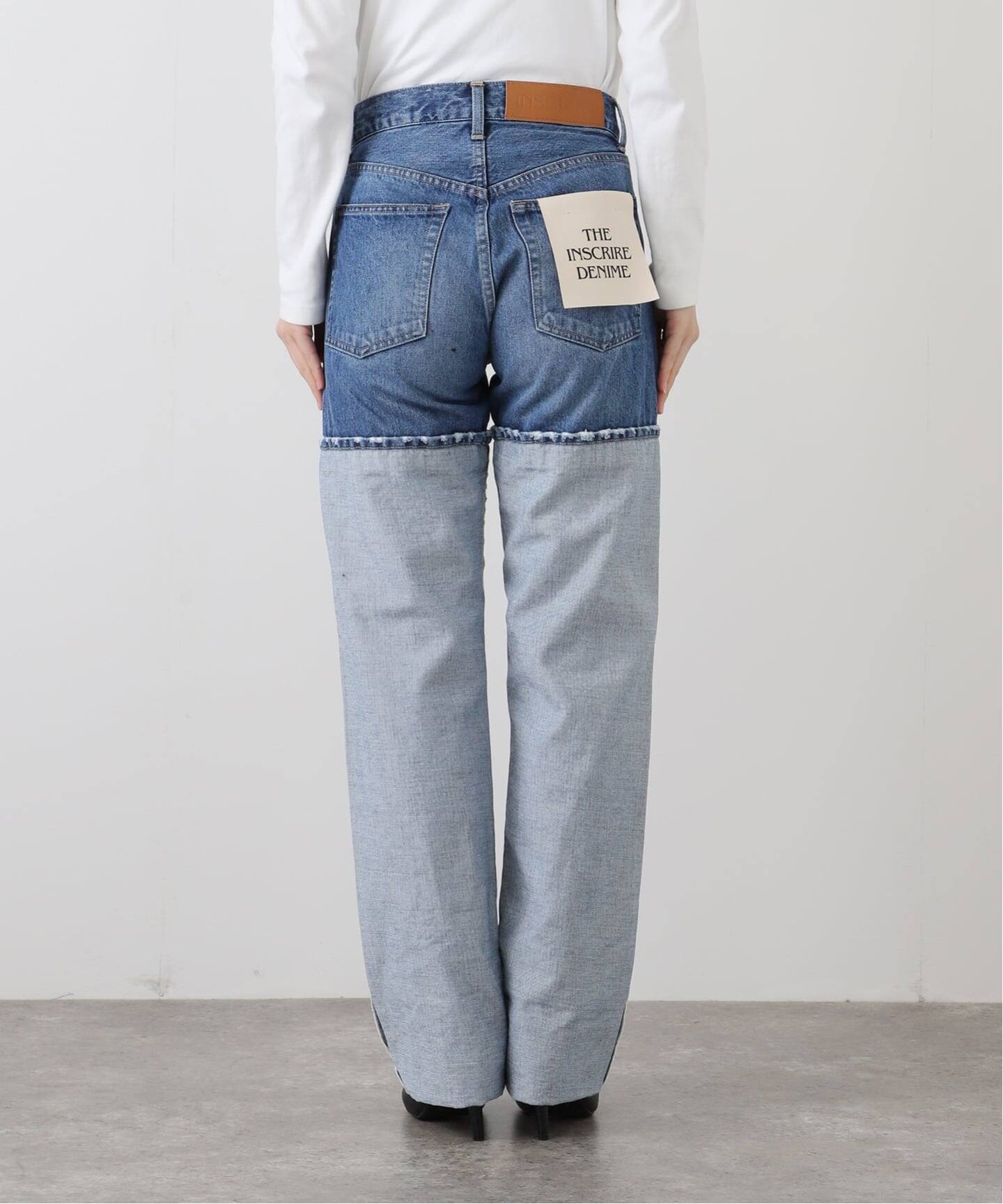 INSCRIRE /アンスクリア】 Wide Roll Up Straight：デニム（デニム
