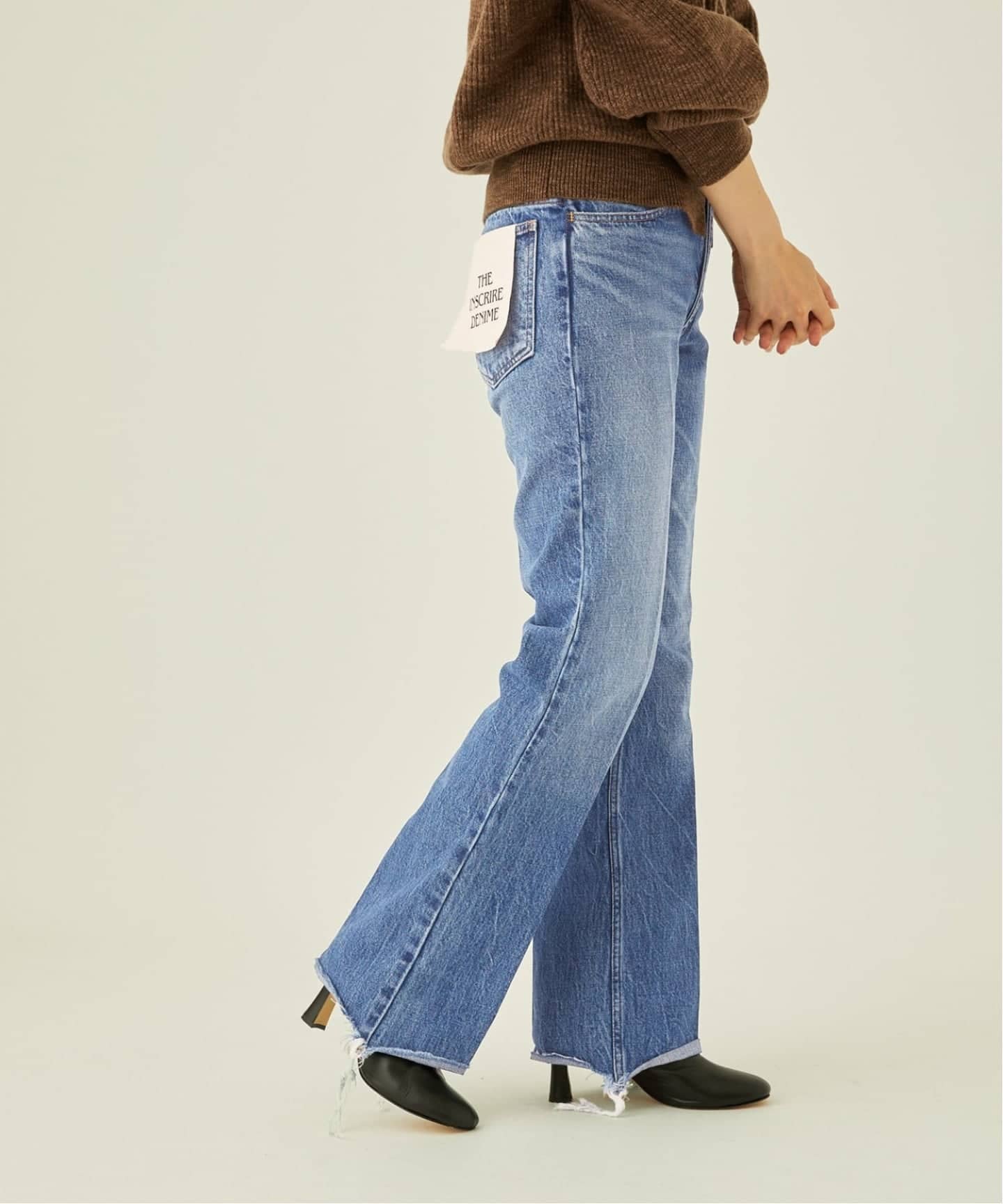 追加》【INSCRIRE /アンスクリア】002 Flare Denim：デニム（デニム