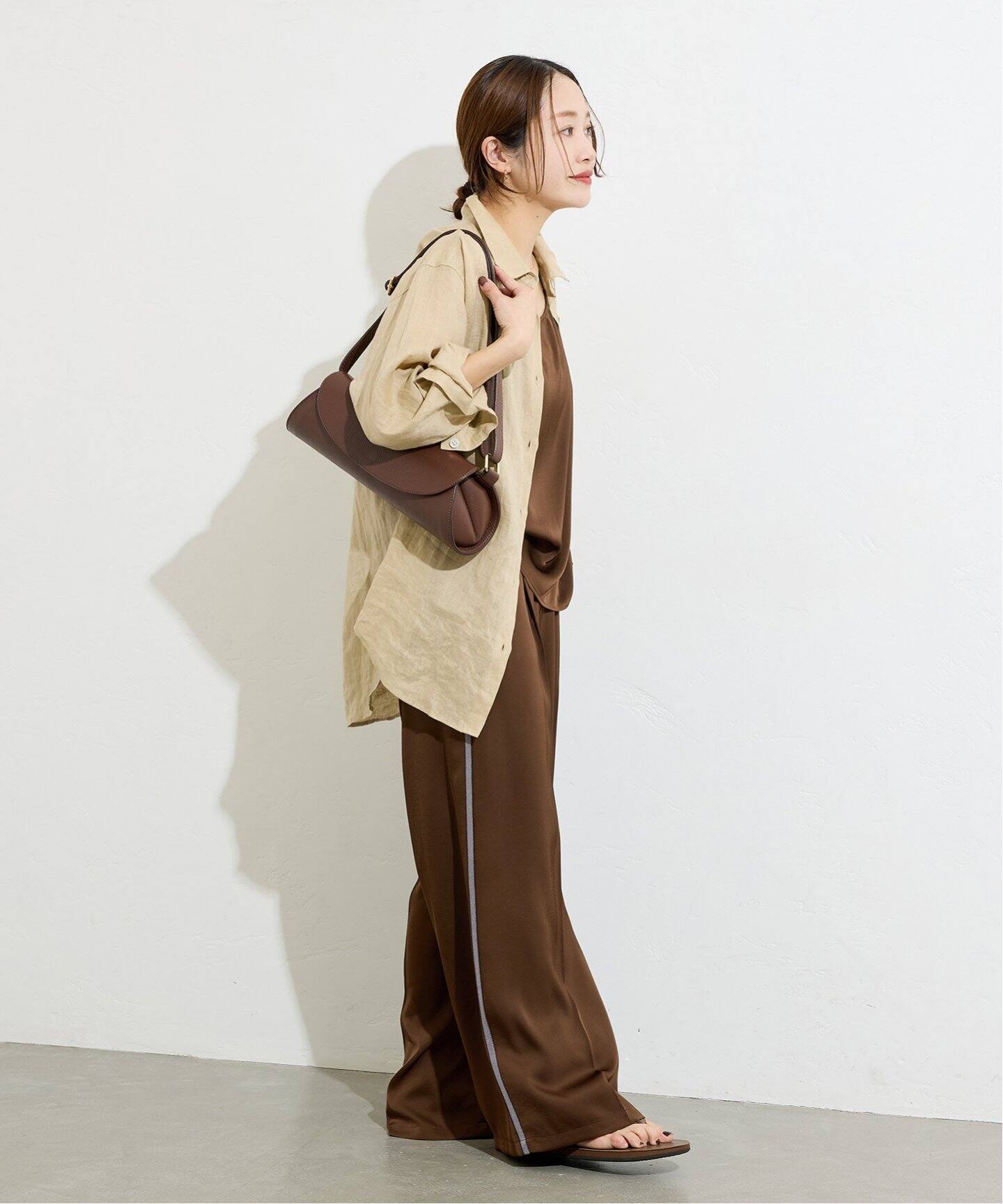 追加》【＆FUNCTION】【接触冷感/洗える】マットサテンワイドパンツ