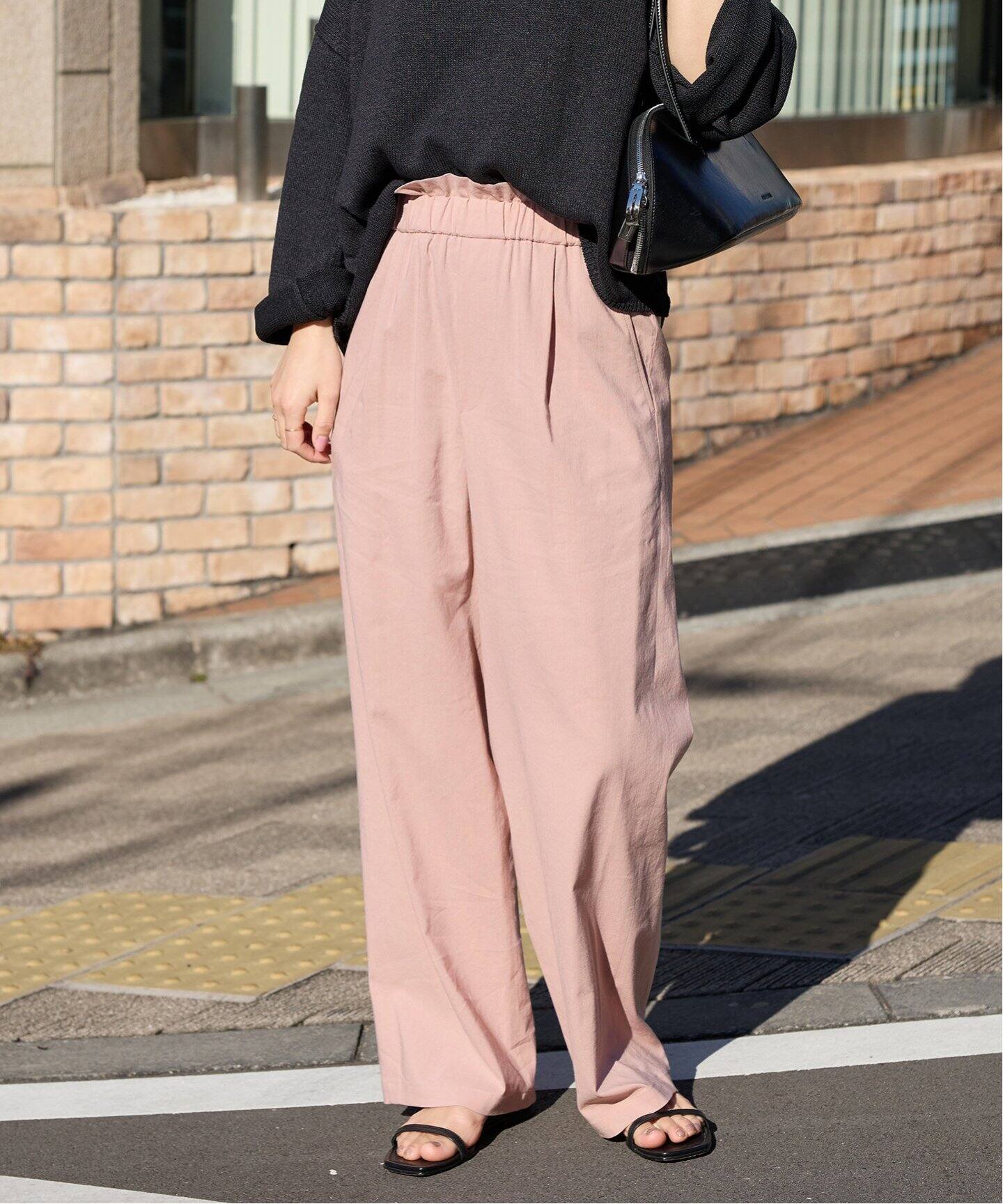 ウォッシャブルコットンリネンVIS ストレートパンツ（その他パンツ 