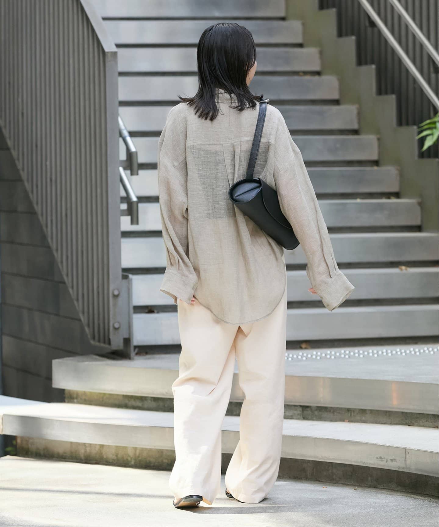 追加3》ウォッシャブルコットンリネンVIS ストレートパンツ