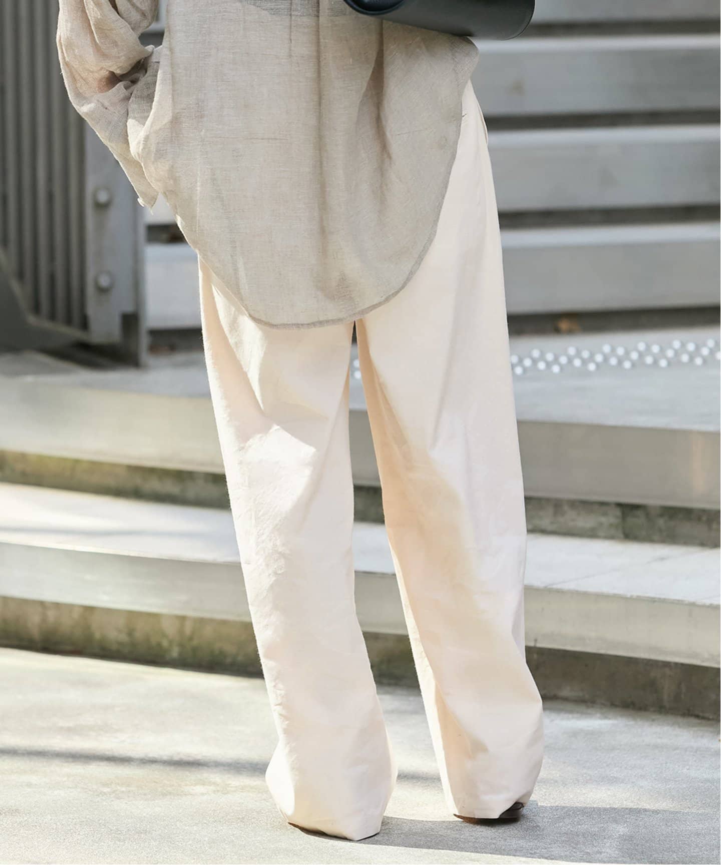 追加3》ウォッシャブルコットンリネンVIS ストレートパンツ