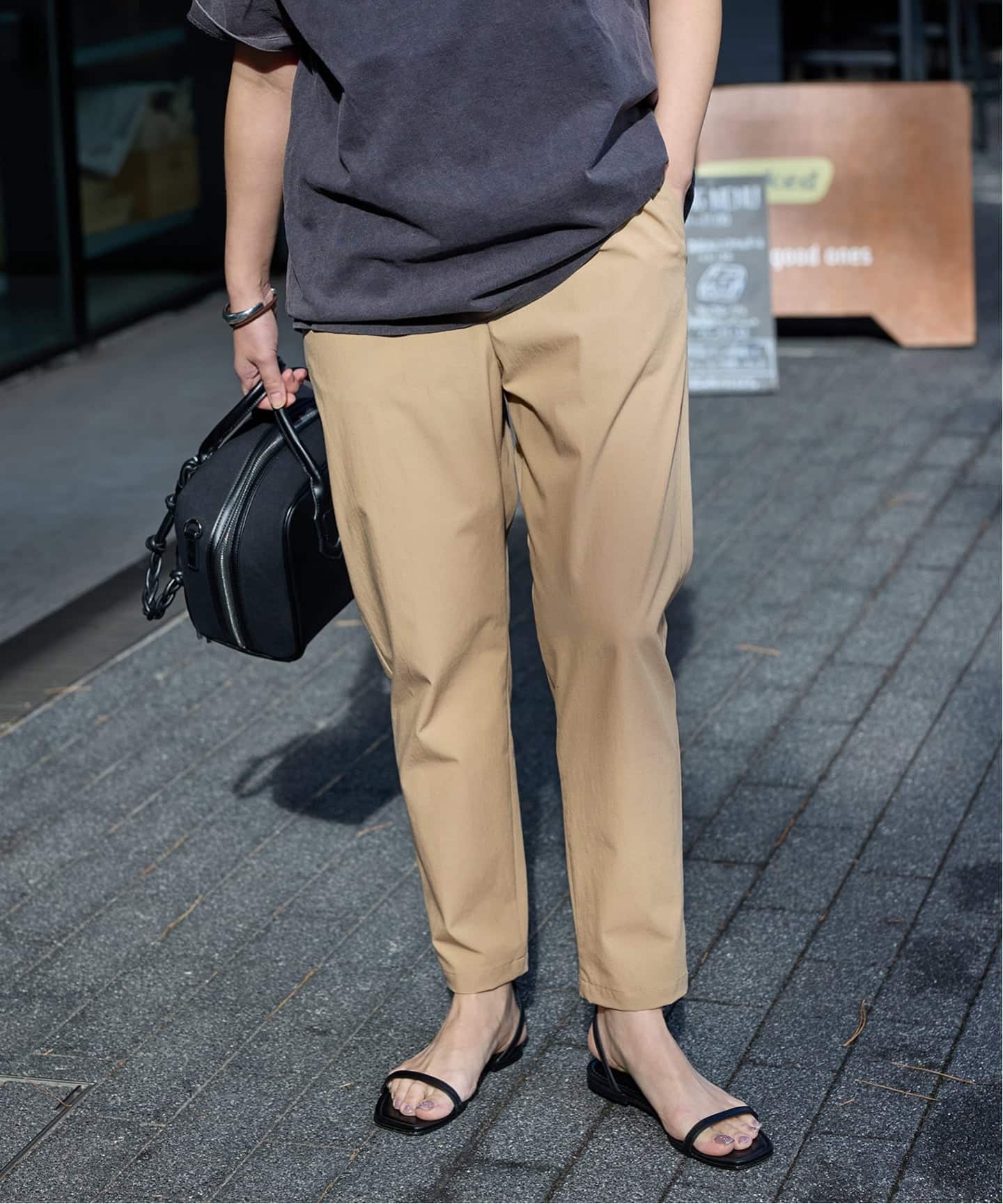 極美品　ジャーナルスタンダード　リネンナイロンストレッチテーパードパンツ25SS 追加4》【撥水/接触冷感/洗える/UV】リネンナイロンストレッチ