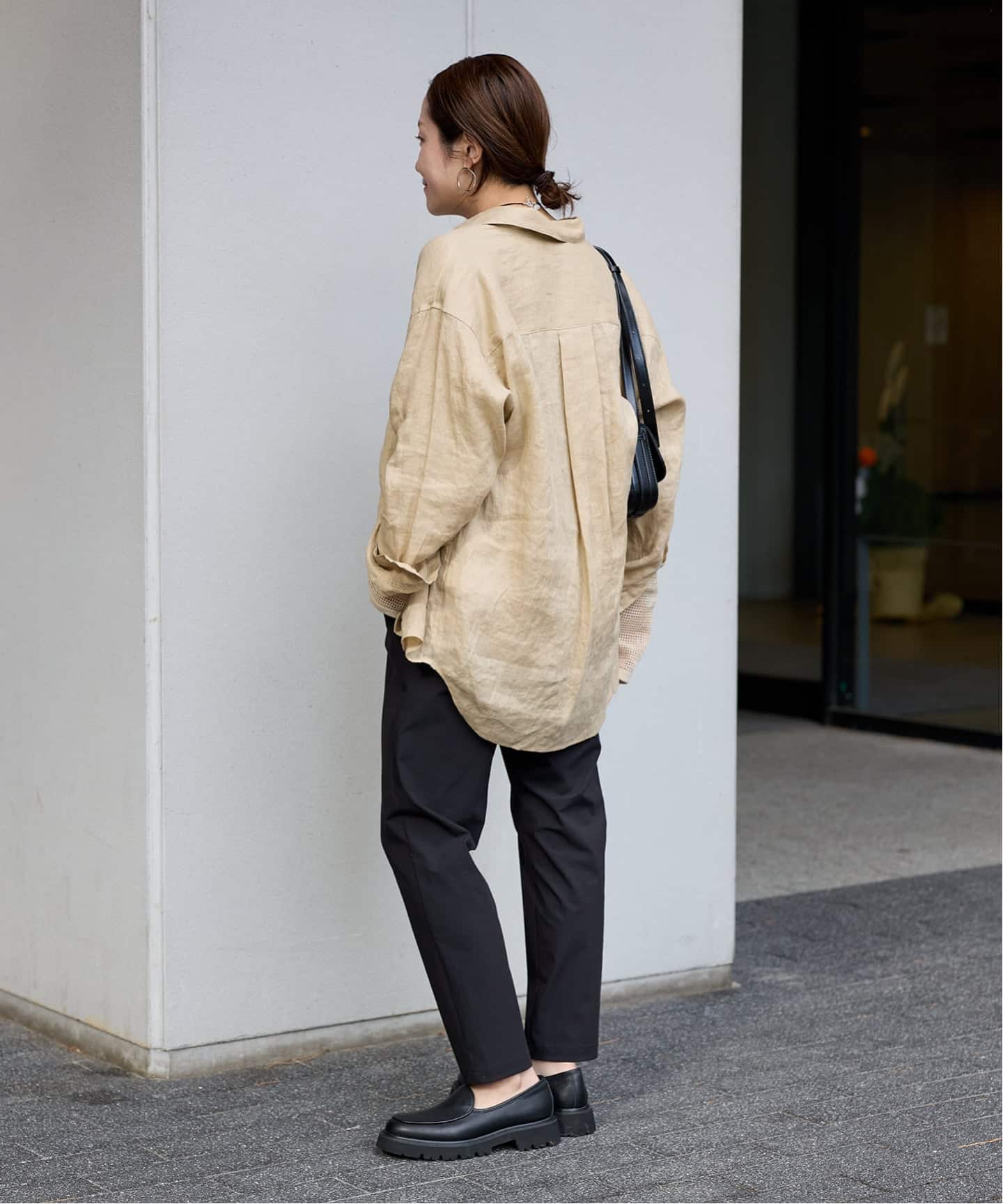 リネンナイロンストレッチテーパードパンツ サイズ40【25SS】 追加5》【撥水/接触冷感/洗える/UV】リネンナイロンストレッチ