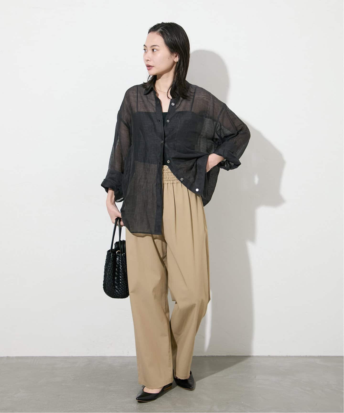 極美品　ジャーナルスタンダード　リネンナイロンストレッチテーパードパンツ25SS JOURNAL STANDARD パンツ 「追加4」「撥水/接触冷感/洗える/UV