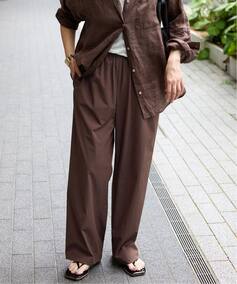 《追加6》【撥水/接触冷感/洗える/UVカット】リネンナイロンストレッチワイドパンツ