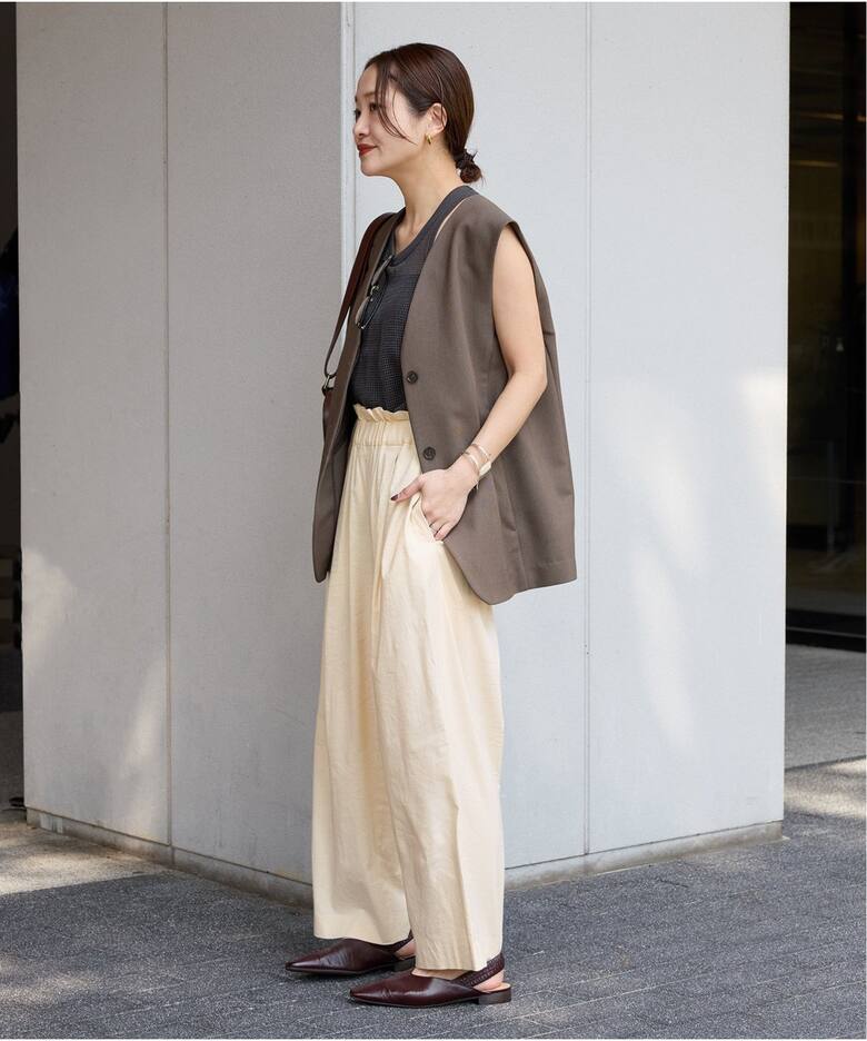 追加》ウォッシャブルコットンリネンVISワイドパンツ（その他パンツ  