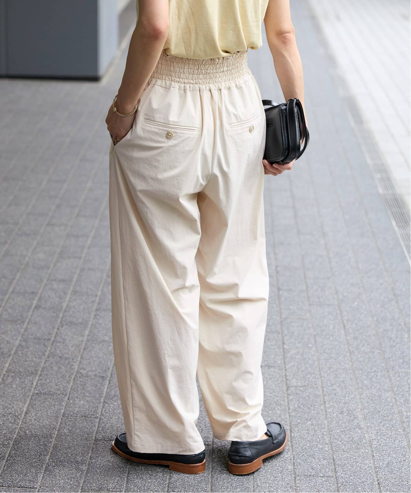 ジャーナルスタンダード　ナイロンストレッチワイドパンツ　ウエストゴム 撥水 WEB限定追加》【接触冷感/防しわ/洗える/撥水】ナイロン