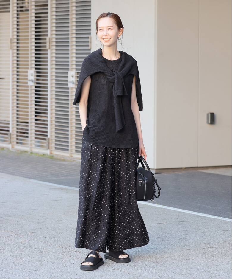 追加2》【洗える】レーヨン麻タックワイドキュロット（その他パンツ  