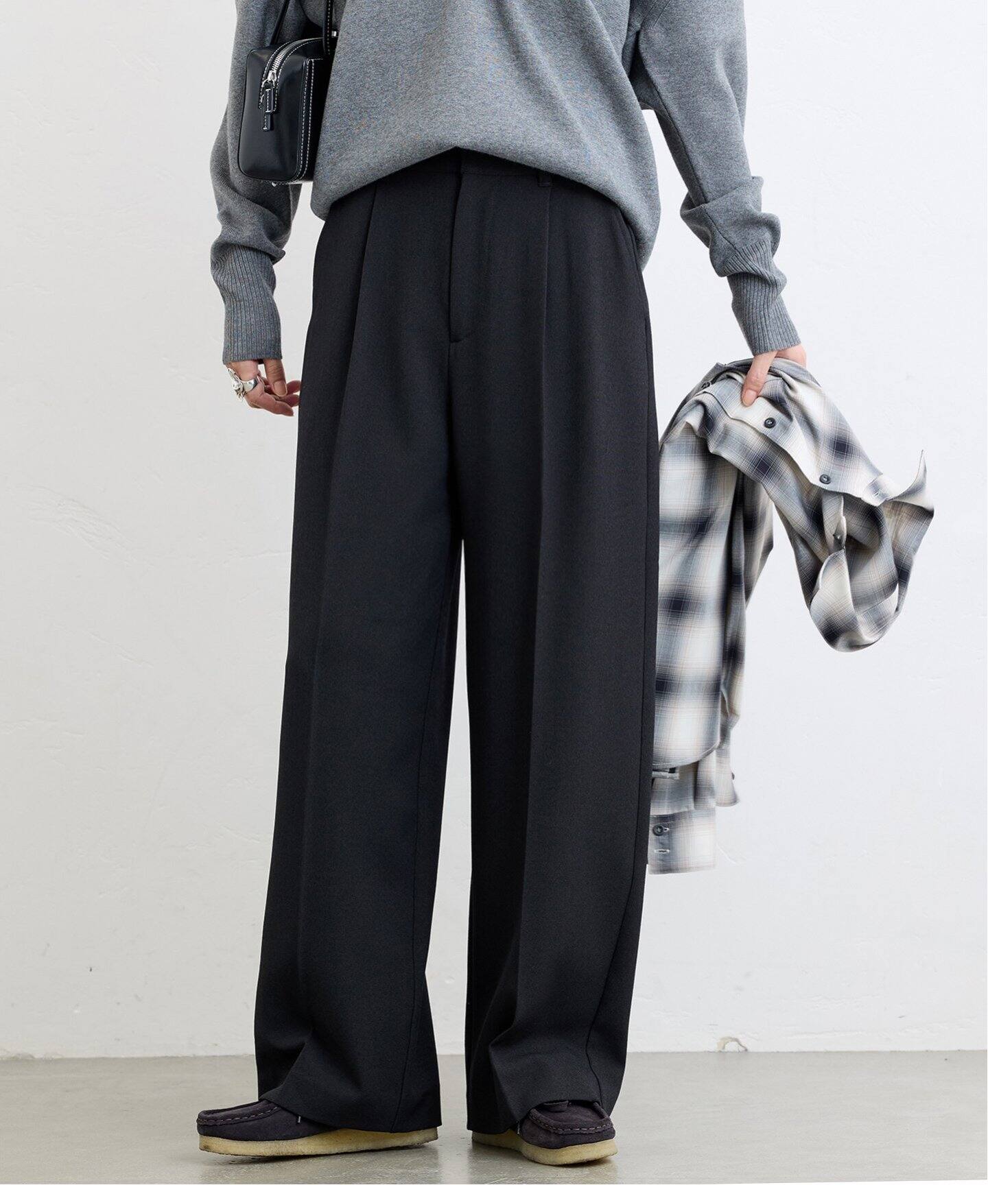 追加》ウールライクストレッチスラックスパンツ（スラックス
