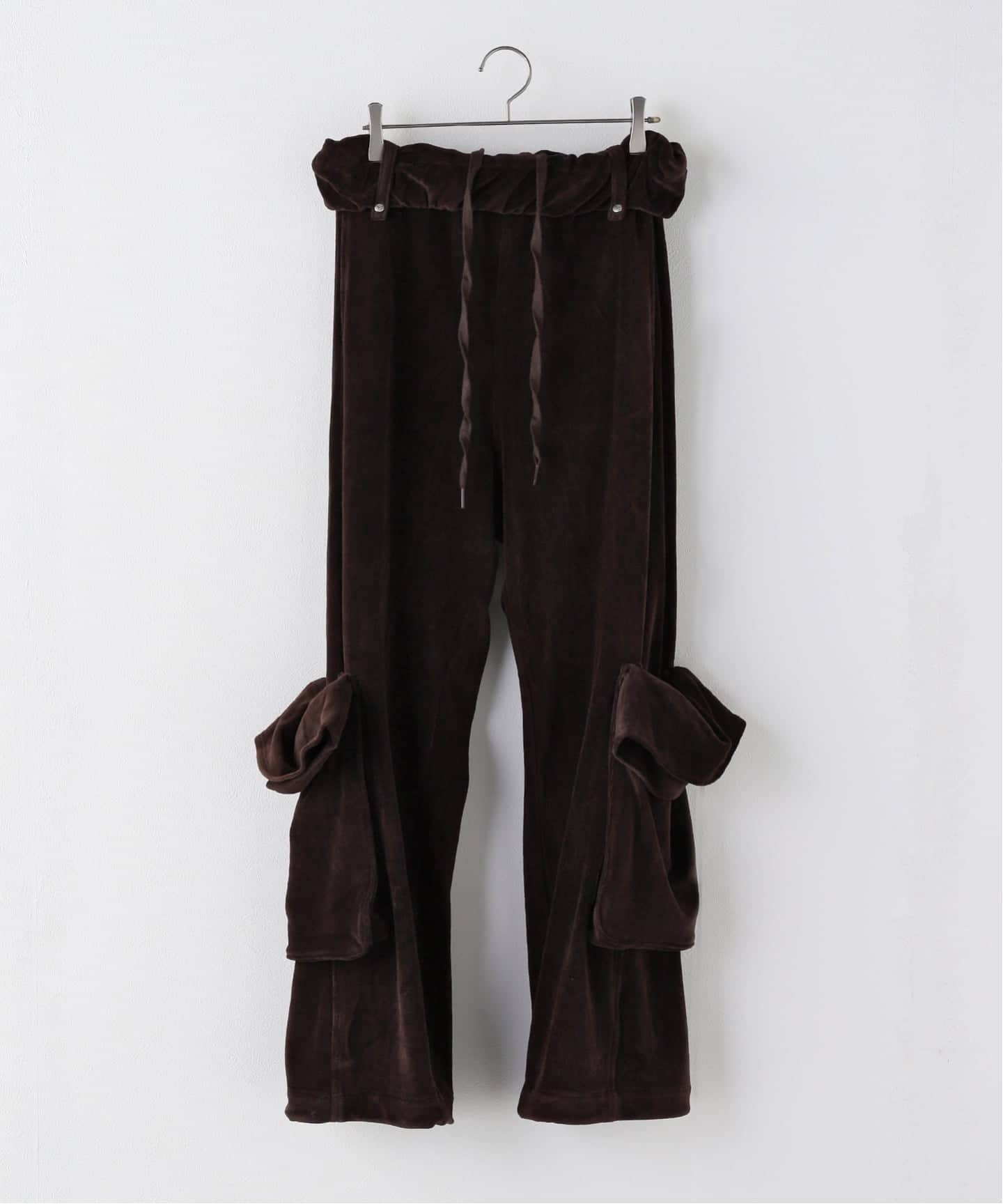 OPEN YY / オープンワイワイ】ROLLED WAIST VELOUR CARGO PANTS