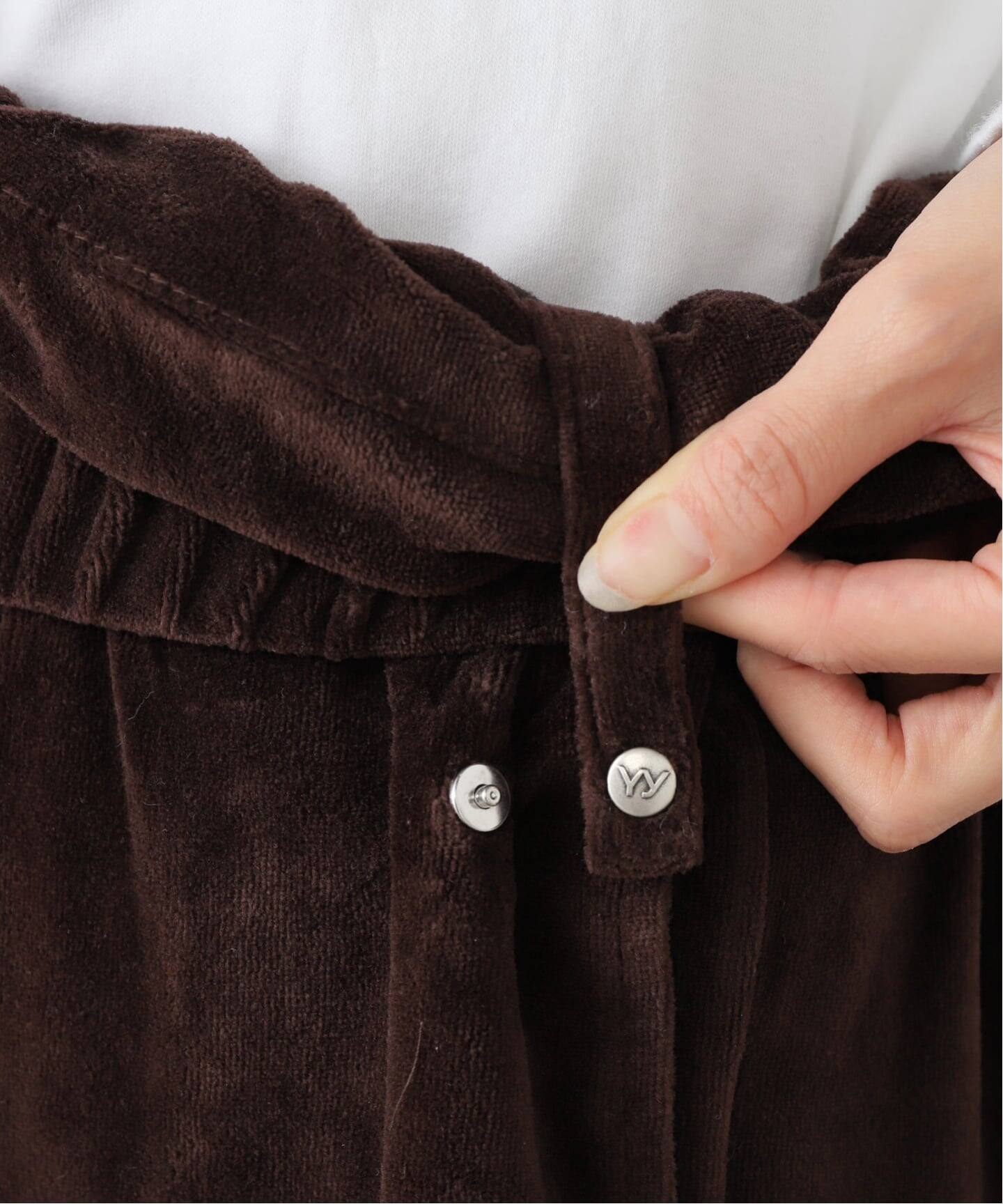 OPEN YY / オープンワイワイ】ROLLED WAIST VELOUR CARGO PANTS