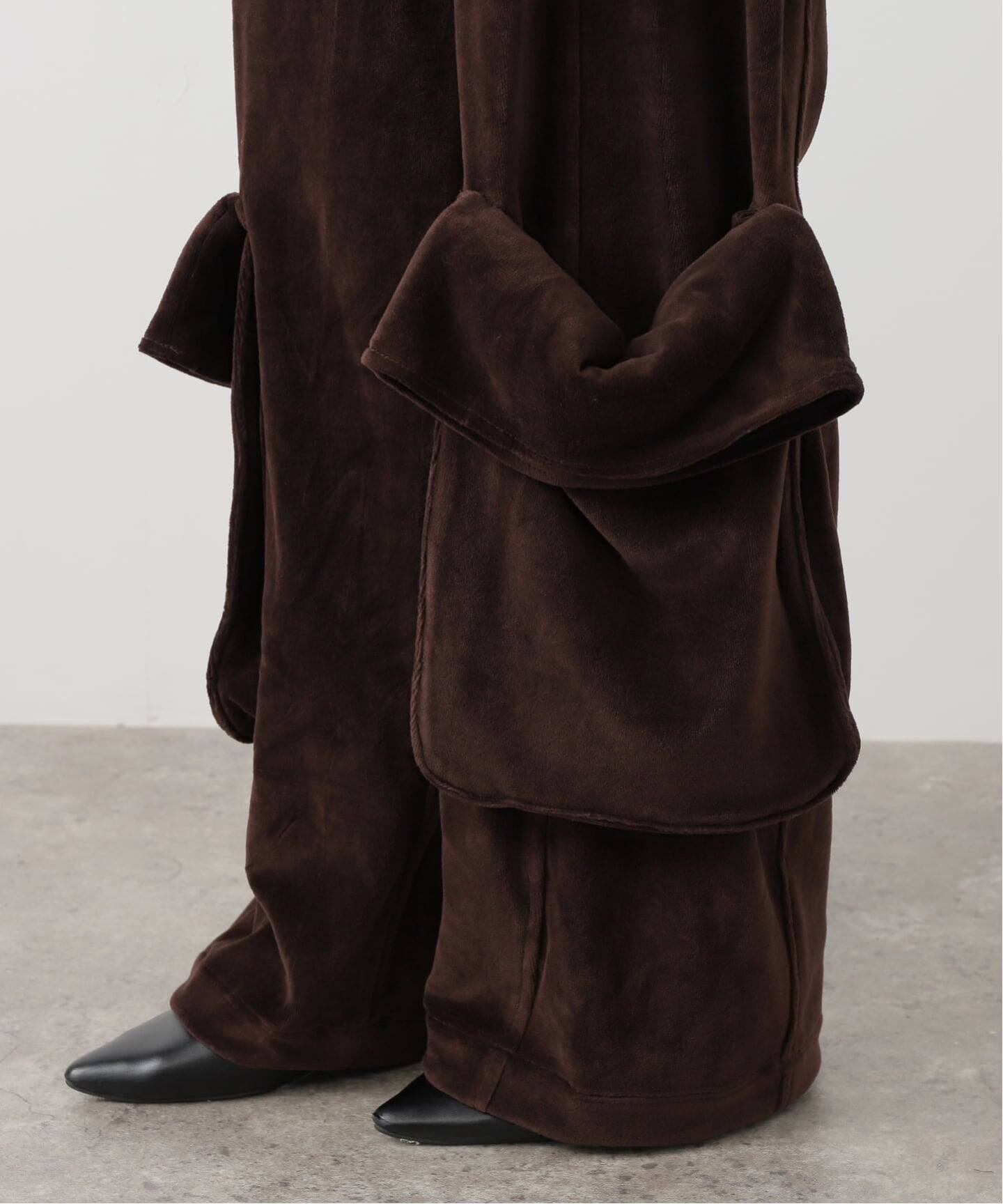 OPEN YY / オープンワイワイ】ROLLED WAIST VELOUR CARGO PANTS