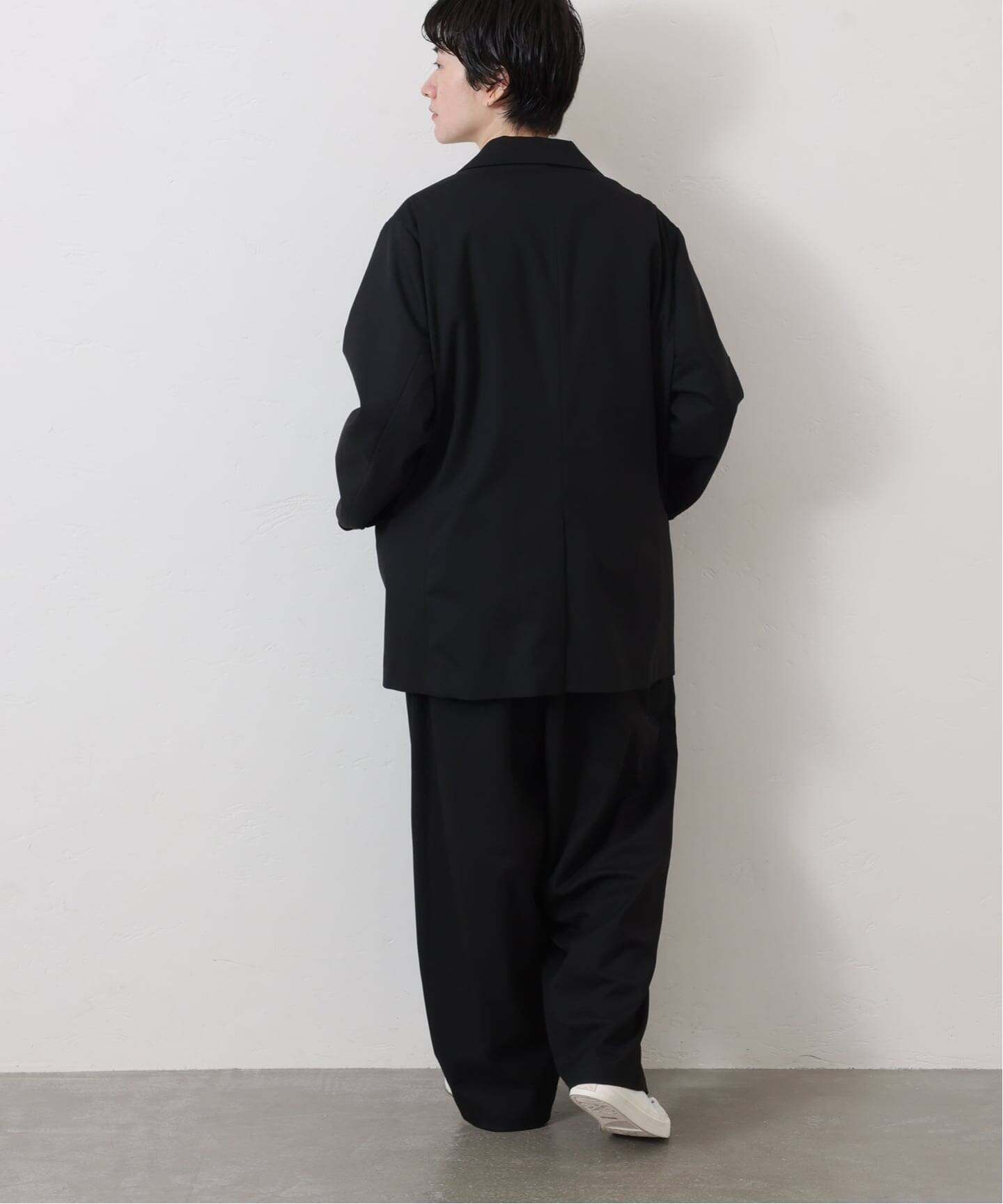 wkジャーナルスタンダードラックスTRツイルストレッチワイドパンツブラック JOURNAL STANDARD LUXE（ジャーナルスタンダード ラックス）の