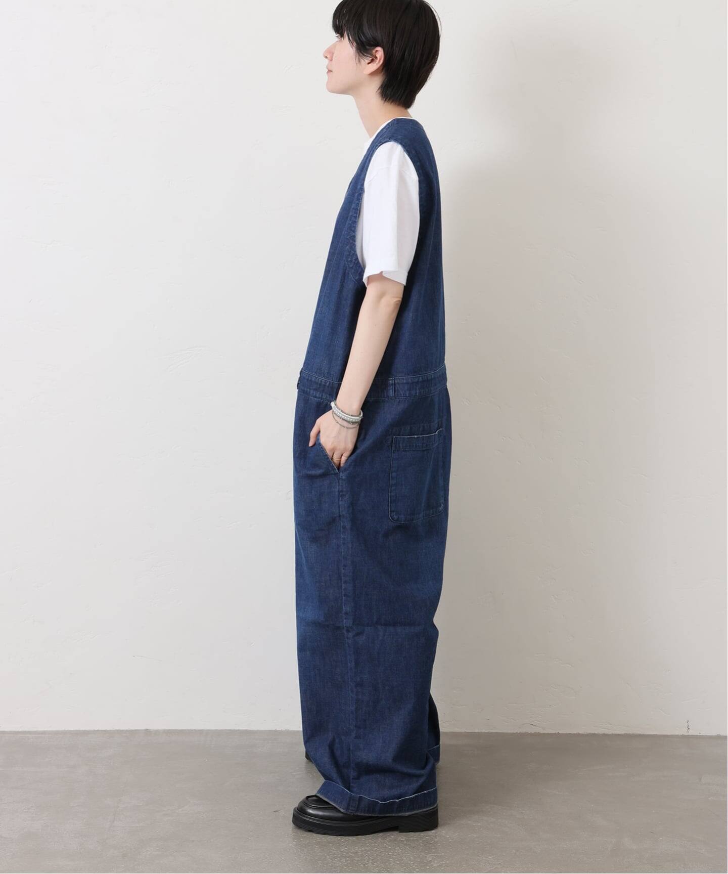 8OZデニム ノースリオールインワン（つなぎ／オールインワン