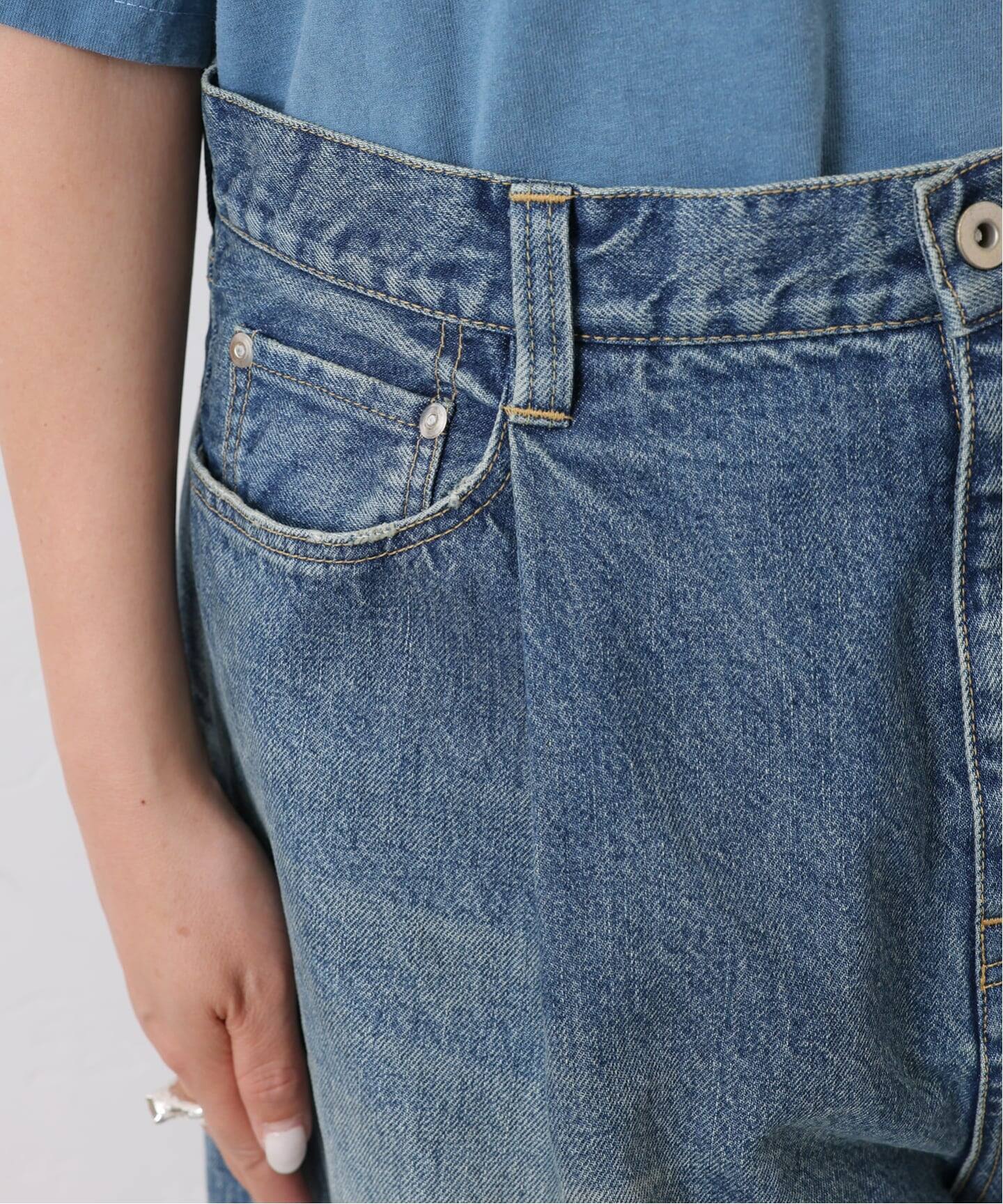 追加》13OZデニム タックラウンドパンツ（デニムパンツ・ジーンズ