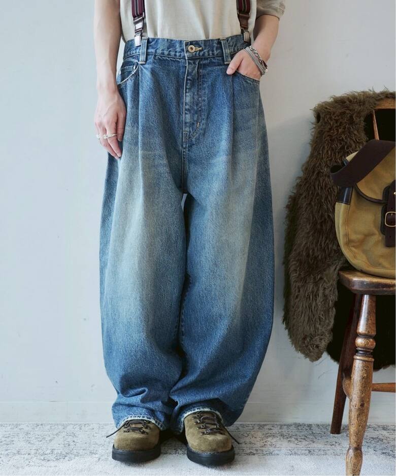 追加2》13OZデニム タックラウンドパンツ（デニムパンツ・ジーンズ 