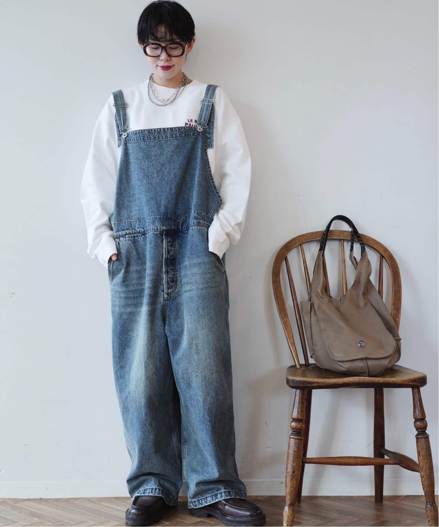 11OZデニムミドルバックオーバーオール（サロペット／オーバーオール