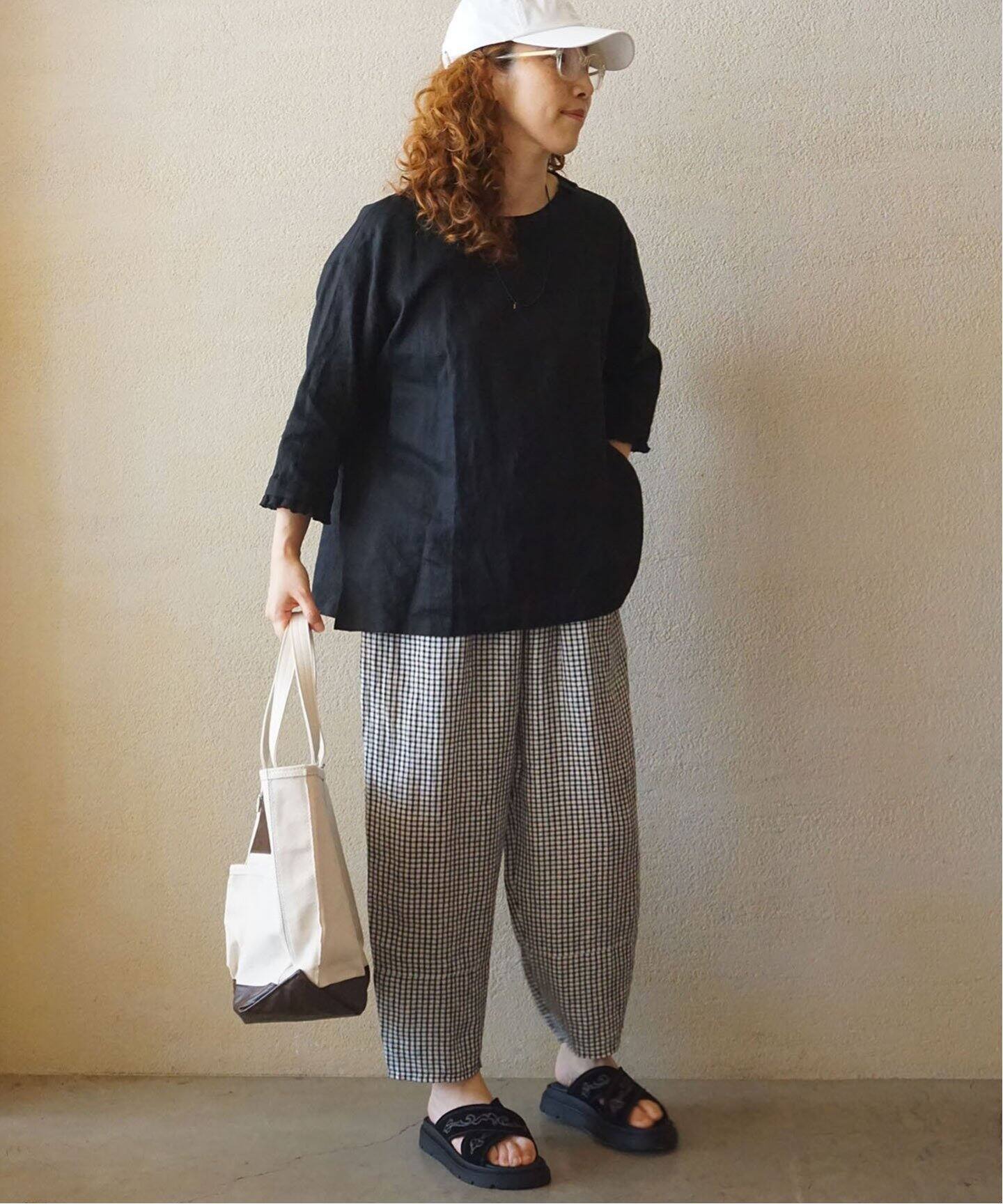 SOIL】 LINEN CHECK EASY PANTS（その他パンツ）｜journal
