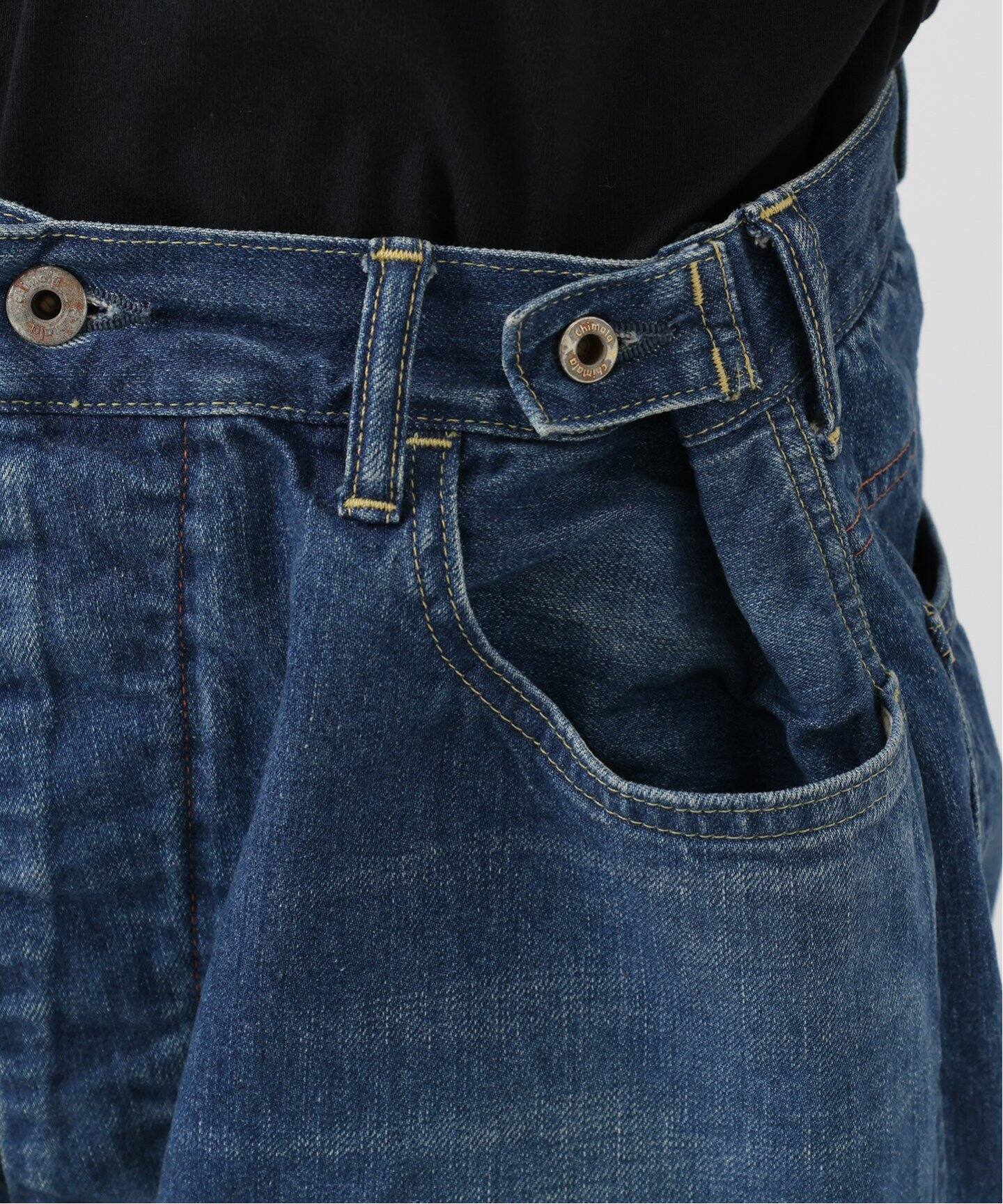 予約》【chimala】 DENIM WAIST ADJUSTABLE PANTS（デニムパンツ