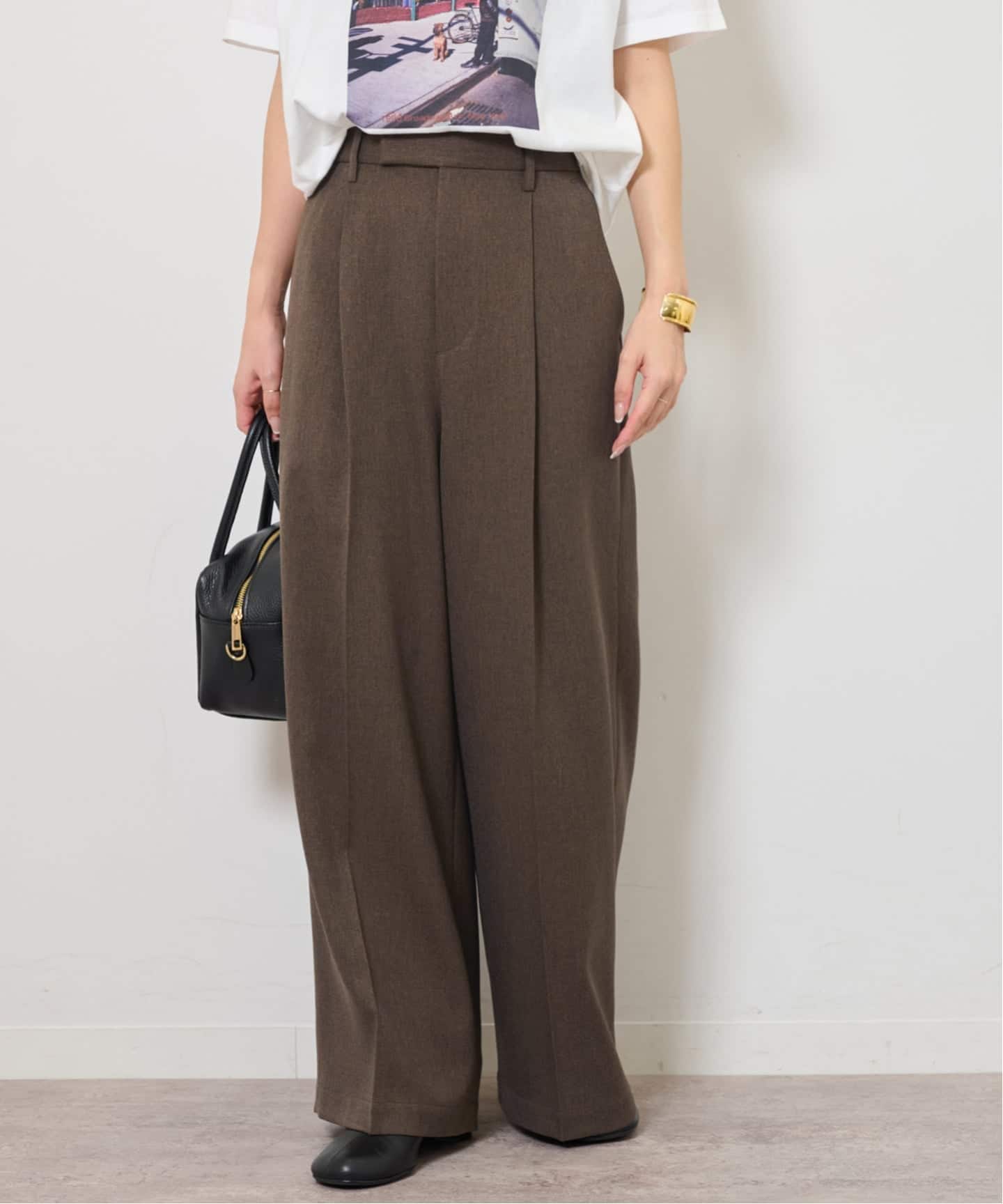 ツイーディーツイルタックワイドパンツ（スラックス）｜JOURNAL