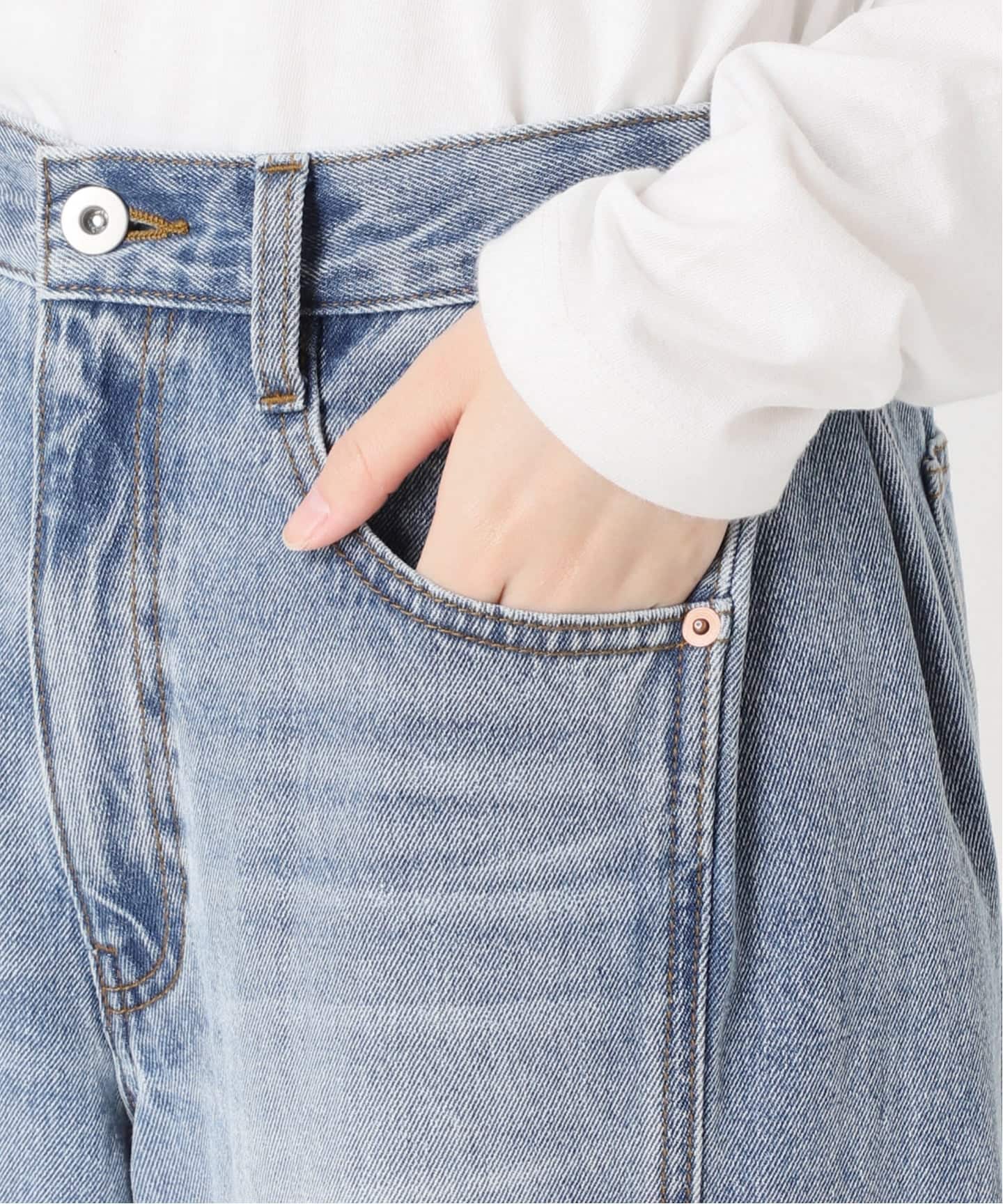 予約》サイドタックバギーデニム（デニムパンツ・ジーンズ