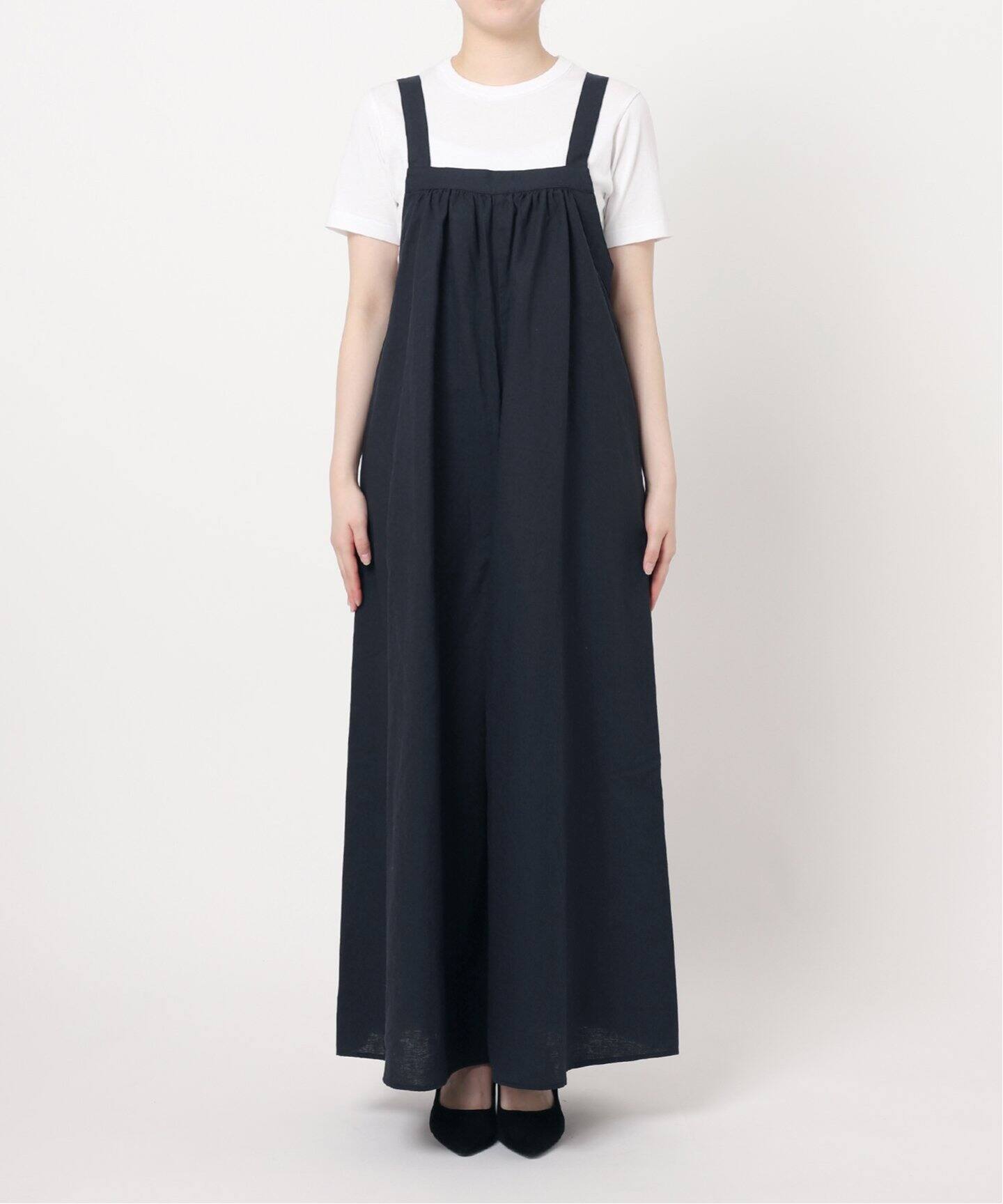 完売　ジャーナルスタンダード　ギャザーサロペット　ネイビー バックギャザーサロペットワンピース（ワンピース）｜JOURNAL