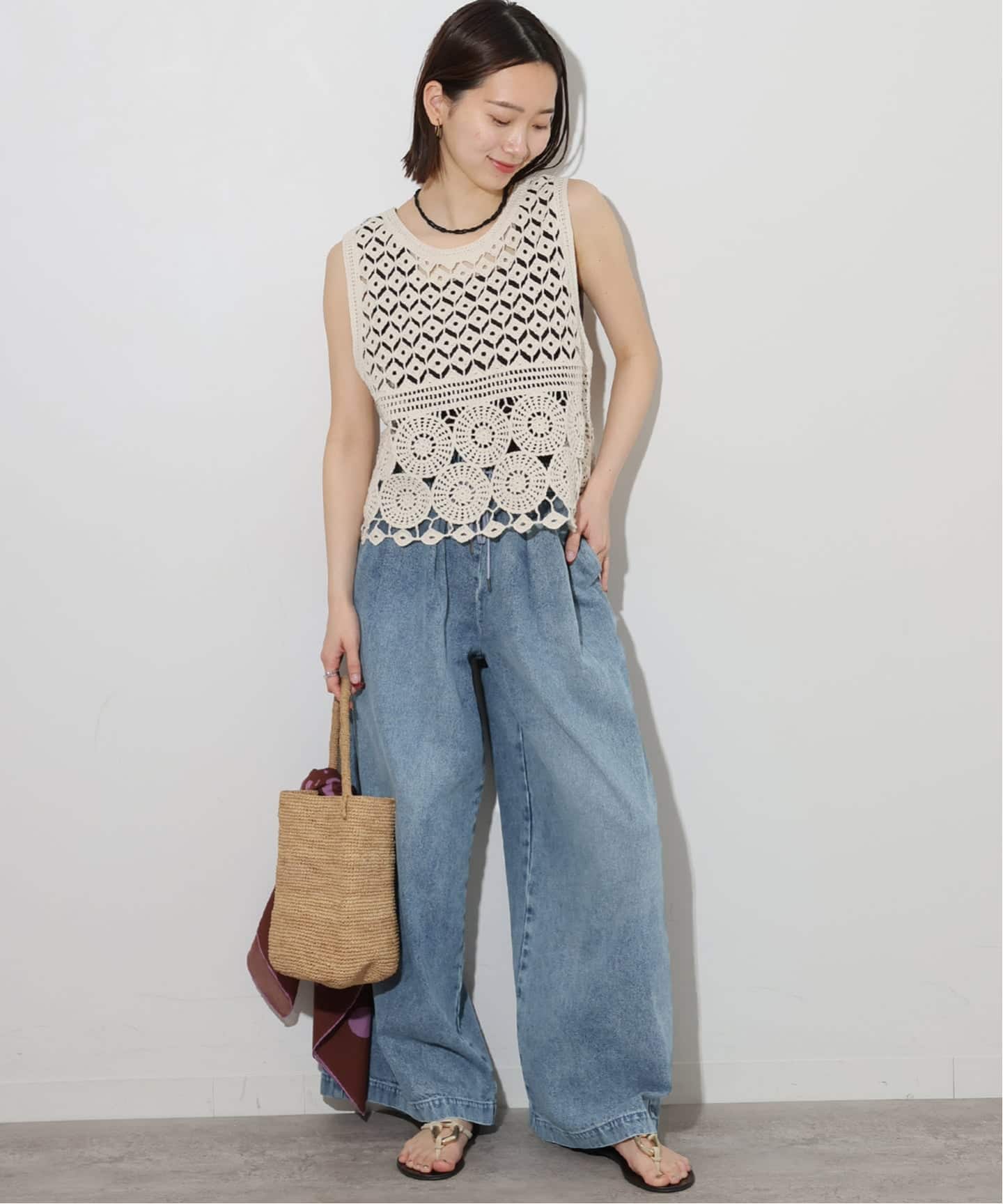 追加2》C/R デニムワイドギャザー（デニムパンツ・ジーンズ