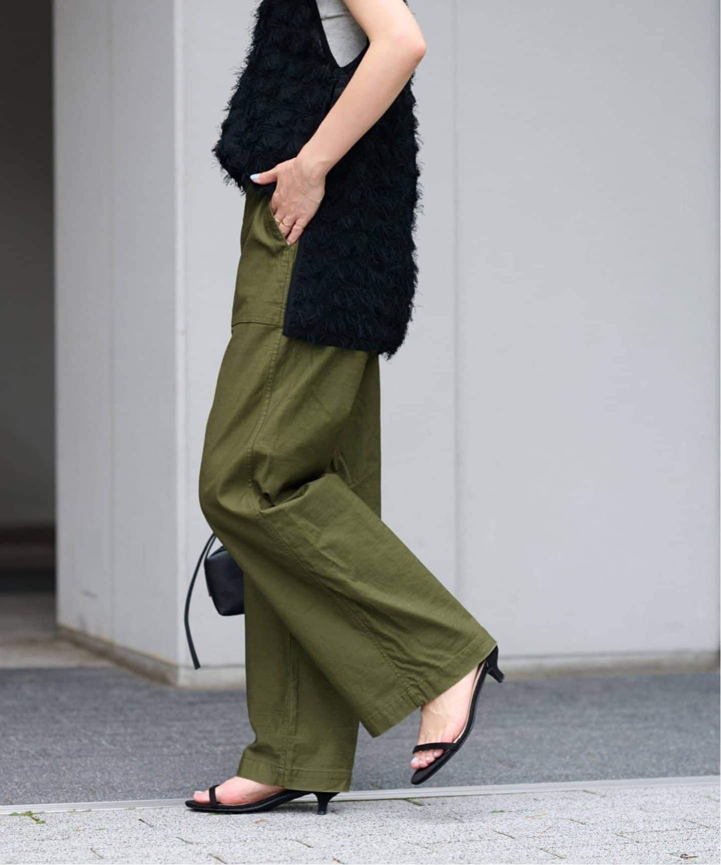 24SS JOURNAL STANDARD ダブルニーベイカーパンツ カーキ M 追加22》ワイドベイカーパンツ（カーゴパンツ）｜JOURNAL