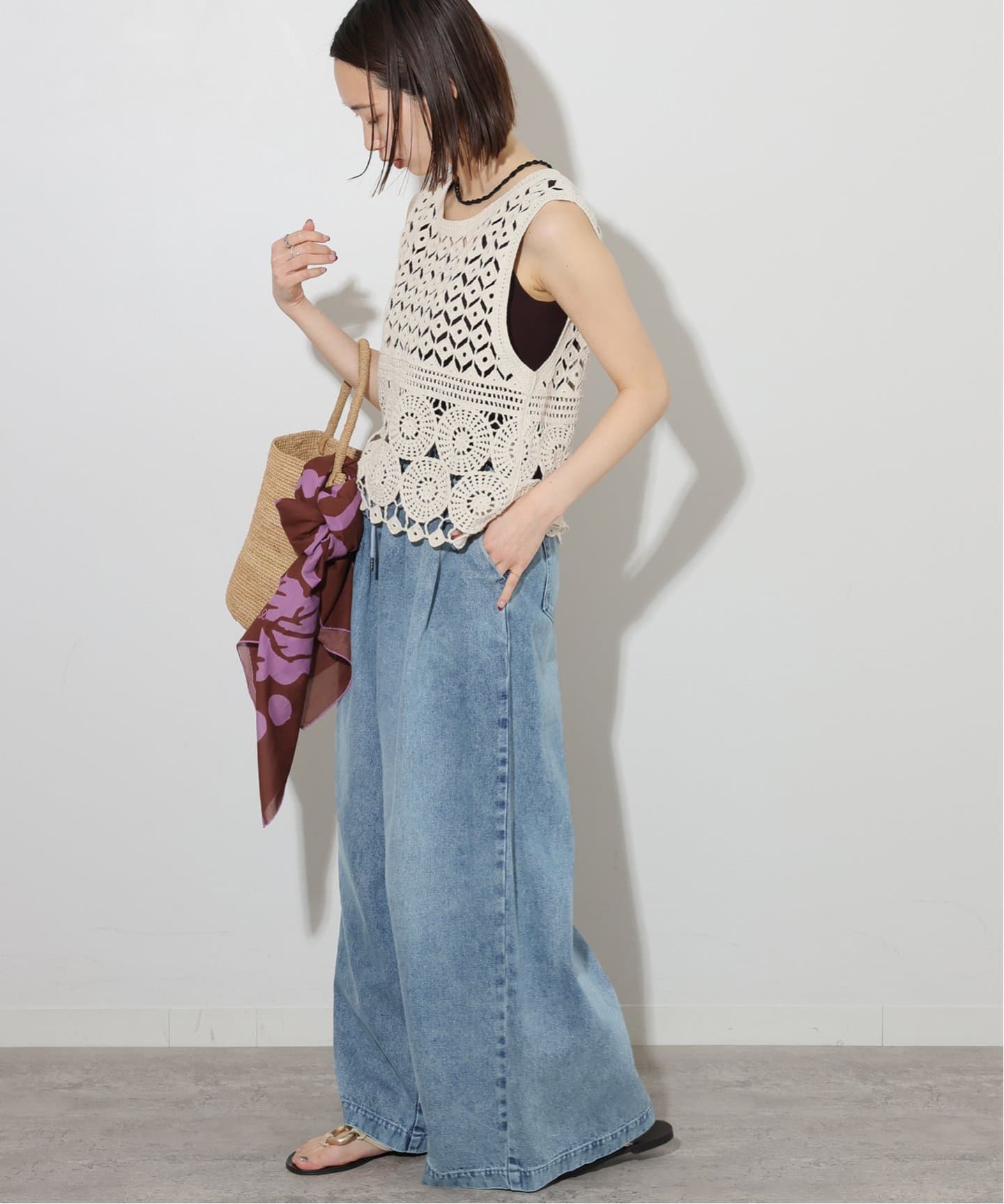 JOURNAL STANDARD relume C/R デニムワイドギャザー 追加》C/R デニムワイドギャザー（デニムパンツ・ジーンズ