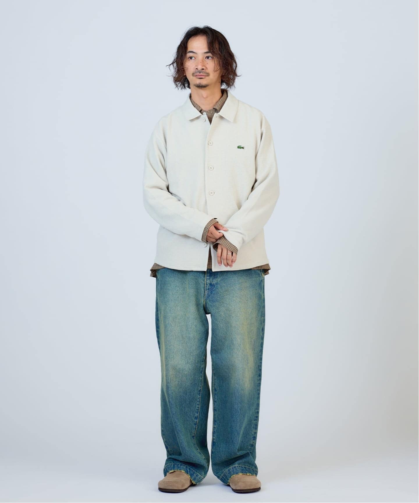 ワイドストレート ブラスト デニム スラックス（デニムパンツ