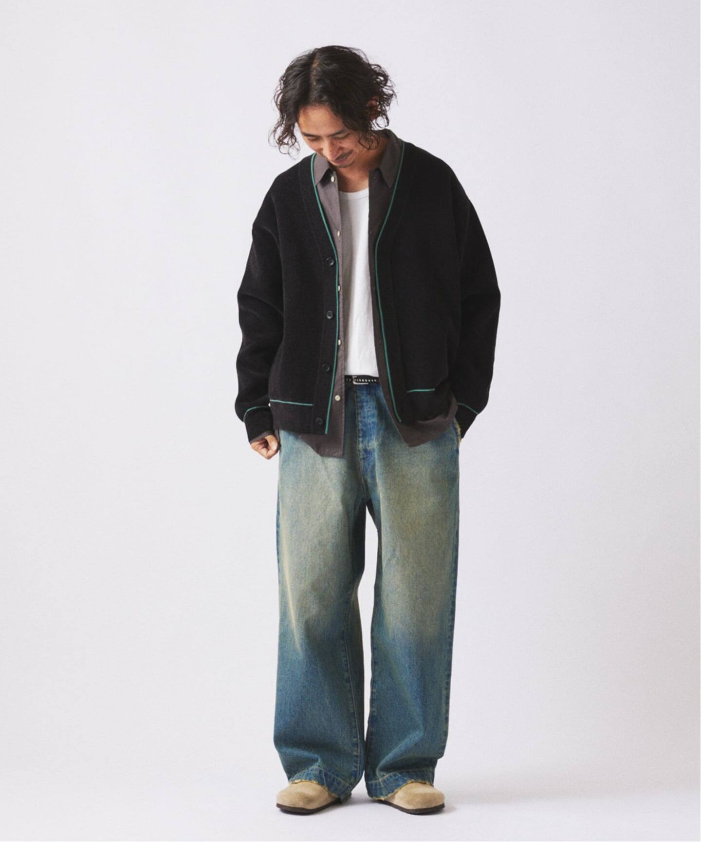 ワイドストレート ブラスト デニム スラックス（デニムパンツ