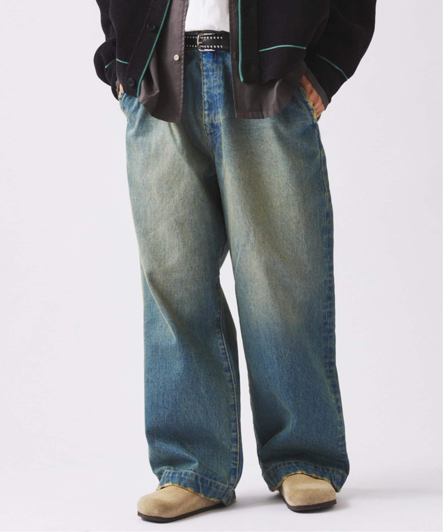 ワイドストレート ブラスト デニム スラックス（デニムパンツ