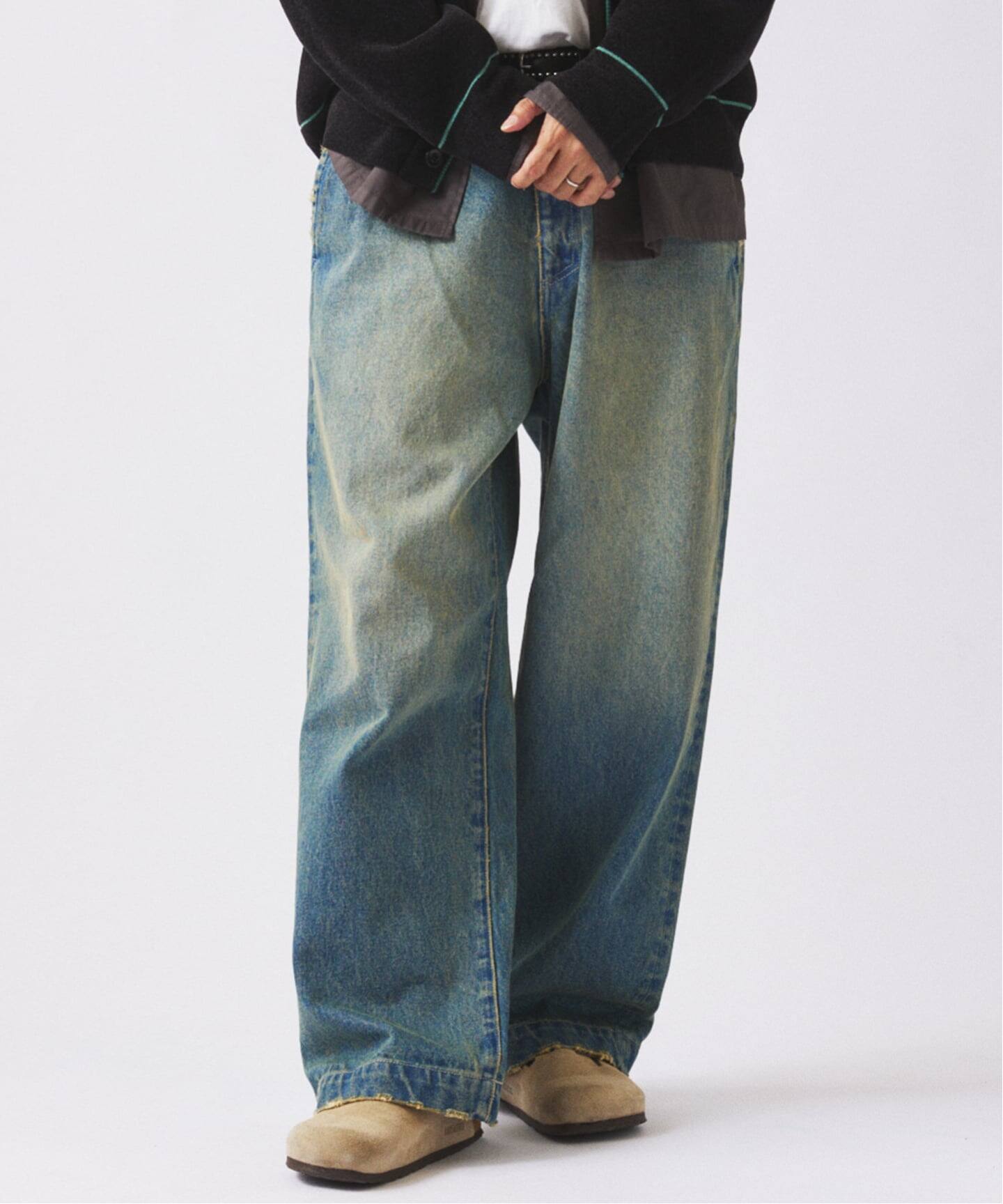 ワイドストレート ブラスト デニム スラックス（デニムパンツ