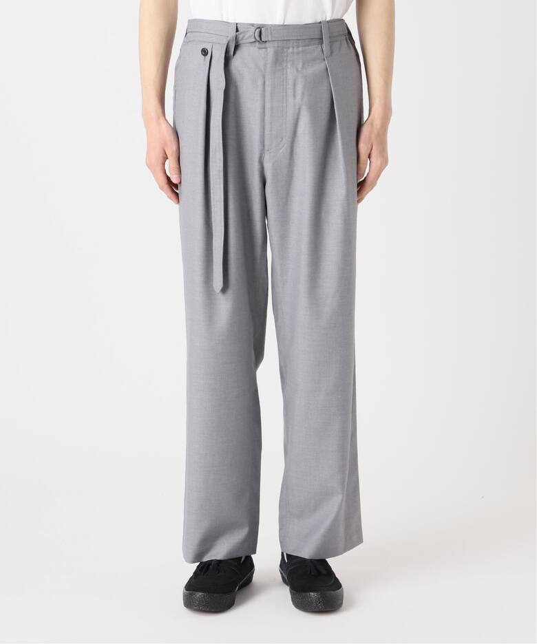 美品】JIL SANDER ベルテッドワイドレッグウールパンツ スラックス  