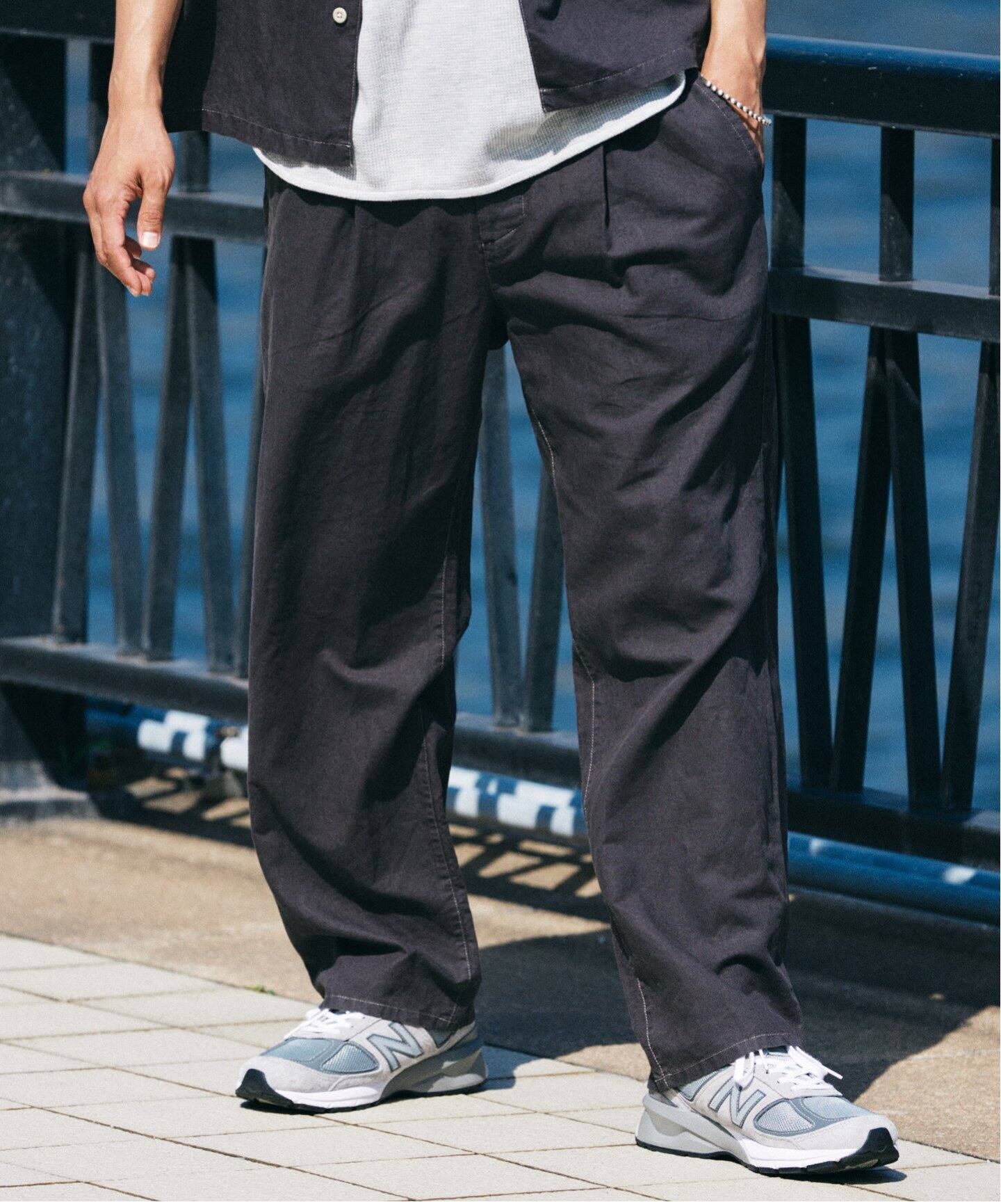 ヨーロピアンフラックス ガーメントダイ スクエアイージーパンツ