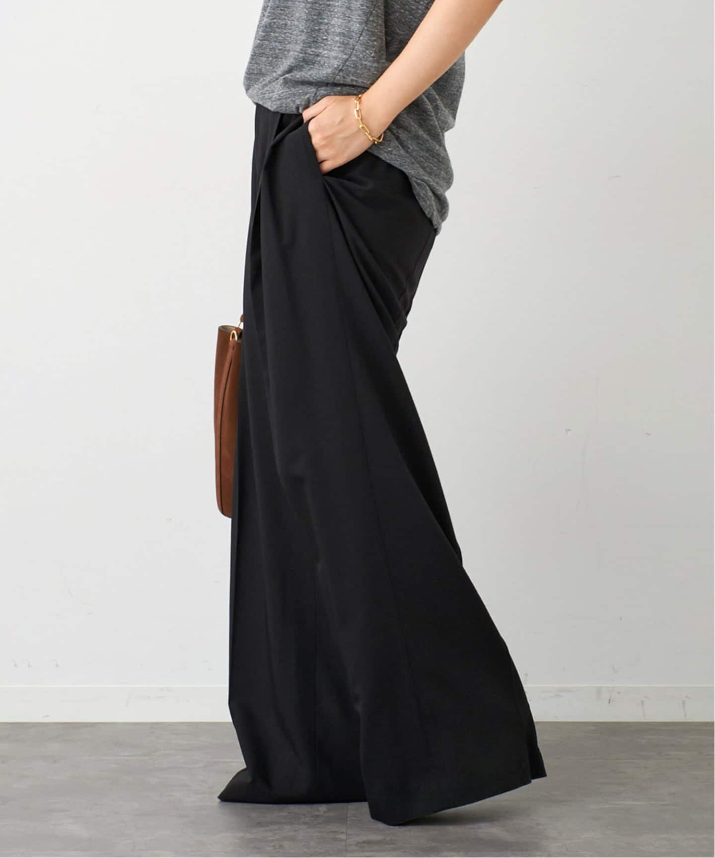 Deuxieme Classe スラックス 黒 0204125F0070 Shake code パンツ（その他パンツ）｜MUSE de Deuxieme Classe