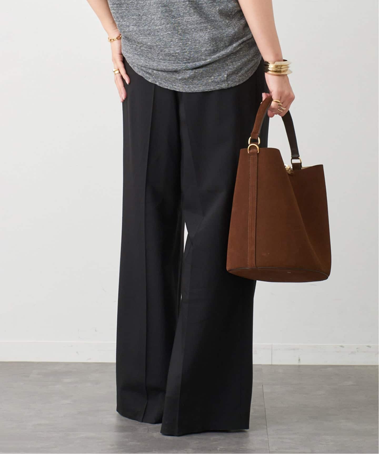 Deuxieme Classe スラックス 黒 0204125F0070 Shake code パンツ（その他パンツ）｜MUSE de Deuxieme Classe