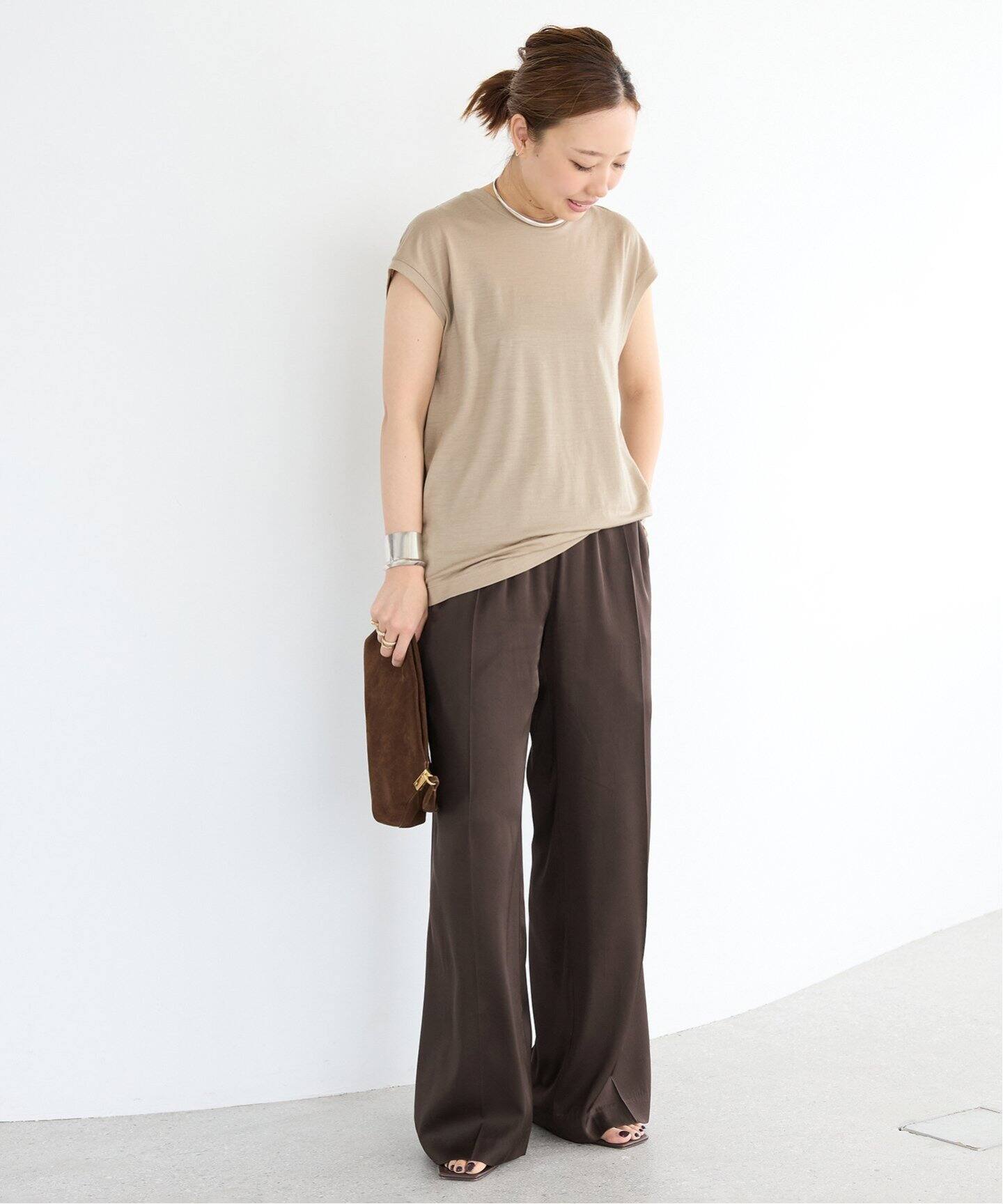Deuxieme Classe *silk パンツ　38  シルク　ブラウン 追加 SILK SATIN イージーパンツ（その他パンツ）｜Deuxieme