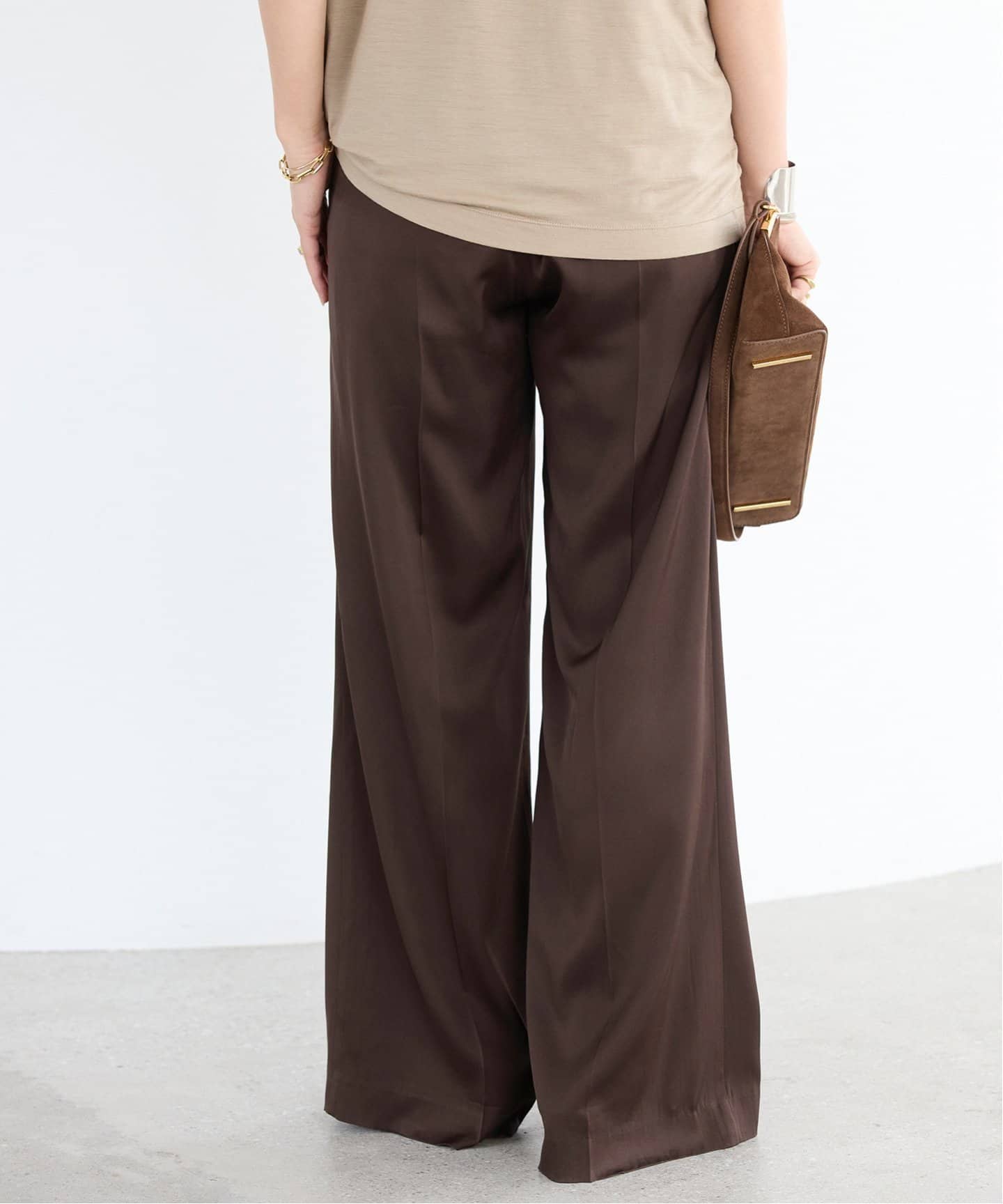 Deuxieme Classe SILK SATIN イージーパンツ　ブラウン 追加 SILK SATIN イージーパンツ（その他パンツ）｜Deuxieme