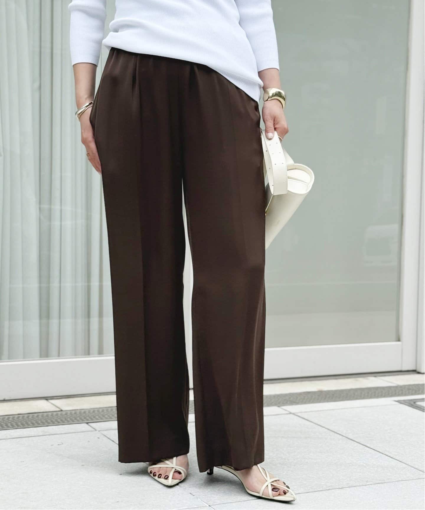 新品✨ドゥーズィエムクラス　 SILK SATIN イージーパンツ　ネイビー 追加 SILK SATIN イージーパンツ（その他パンツ）｜Deuxieme