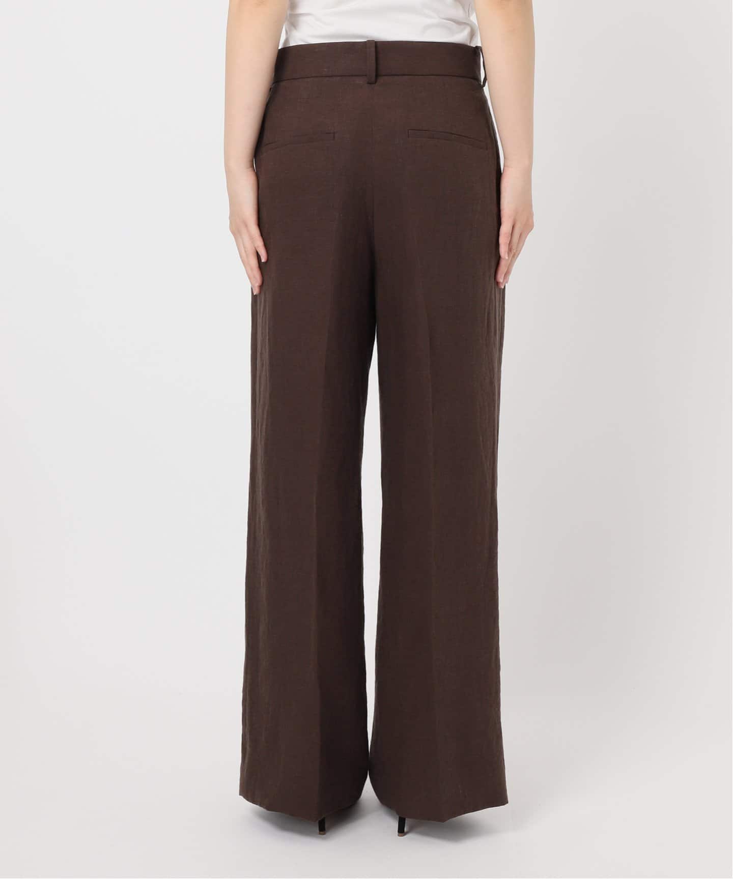 DEUXIEME CLASSE ワイドパンツ 38 グレンチェック 茶系 麻 DEUXIEME CLASSE ワイドパンツ 38 グレンチェック 茶系 麻
