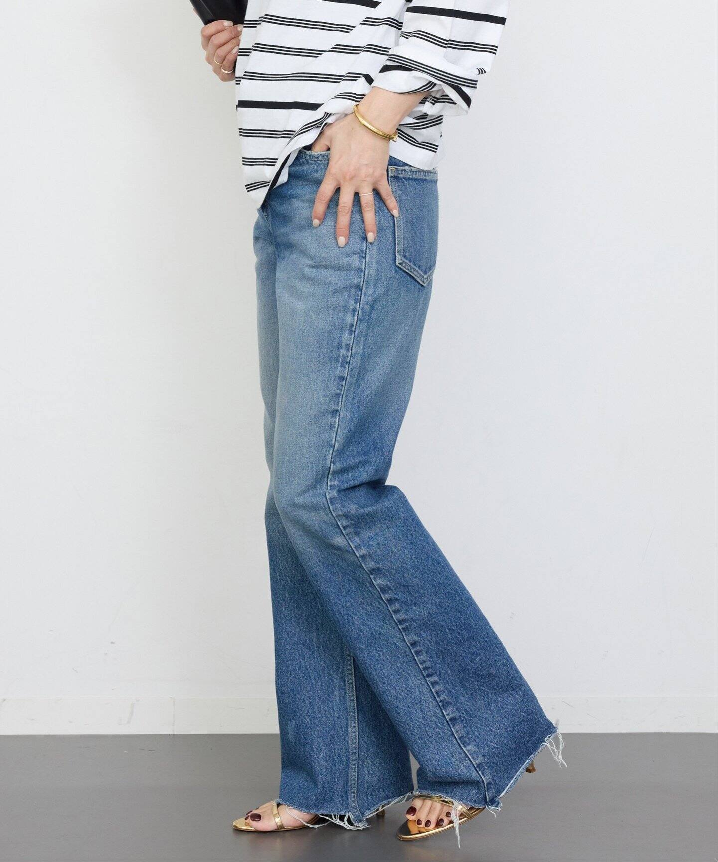 MADISONBLUE / マディソンブルー】HEM CUT FLARE PANTS DENIM（デニム  