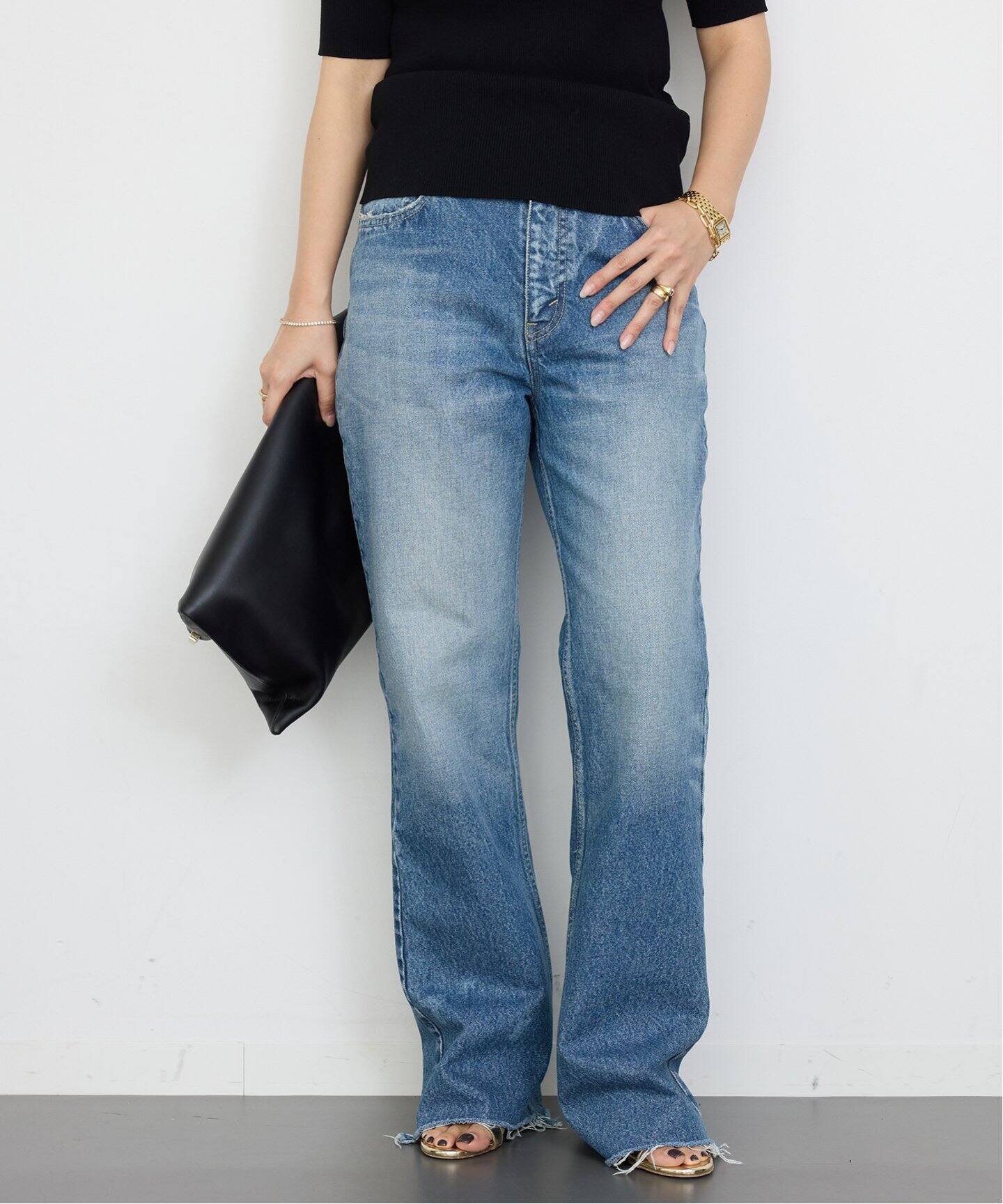 MADISONBLUE / マディソンブルー】HEM CUT FLARE PANTS DENIM（デニム  