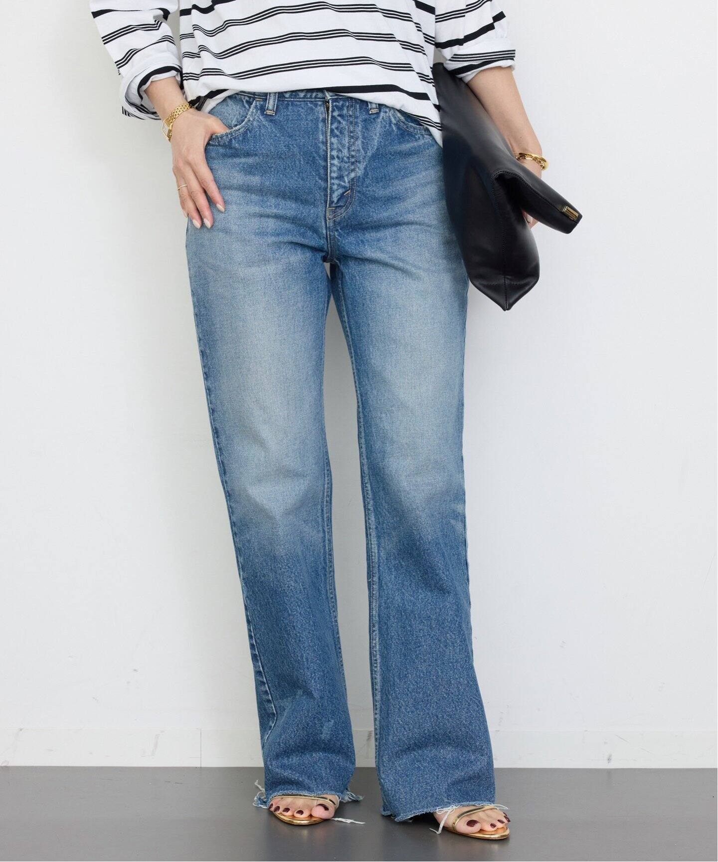 MADISONBLUE / マディソンブルー】HEM CUT FLARE PANTS DENIM（デニム  