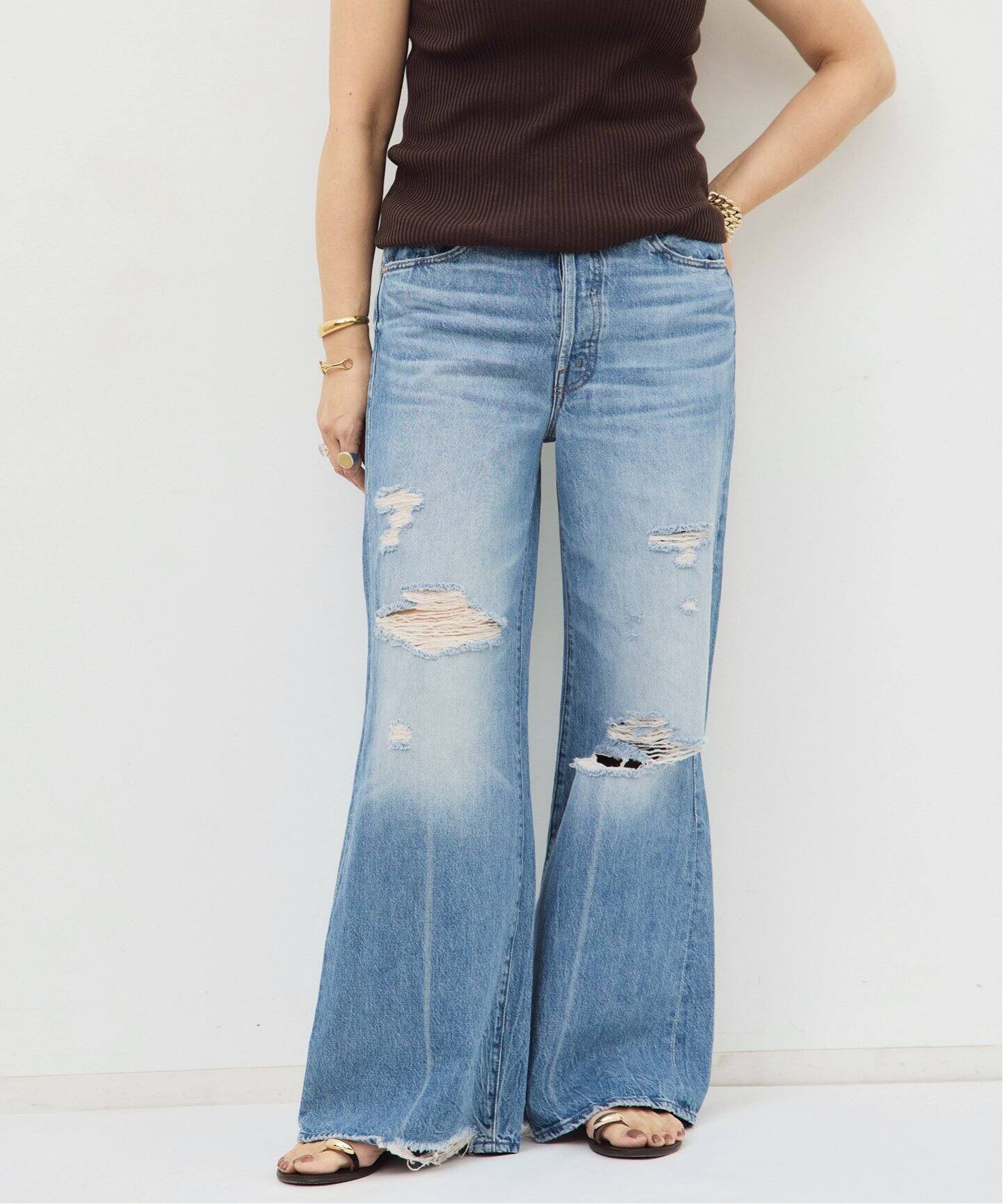 ドゥーズィエムクラス ダメージジーンズ 38 ライトブルー 磨ぎ 