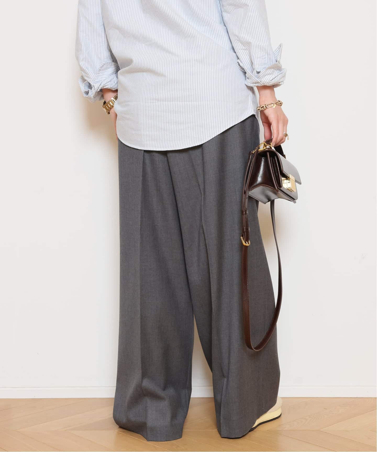 WOOL SERGE タックパンツ 2 グレー36 MUSE *WOOL SERGE タックパンツ