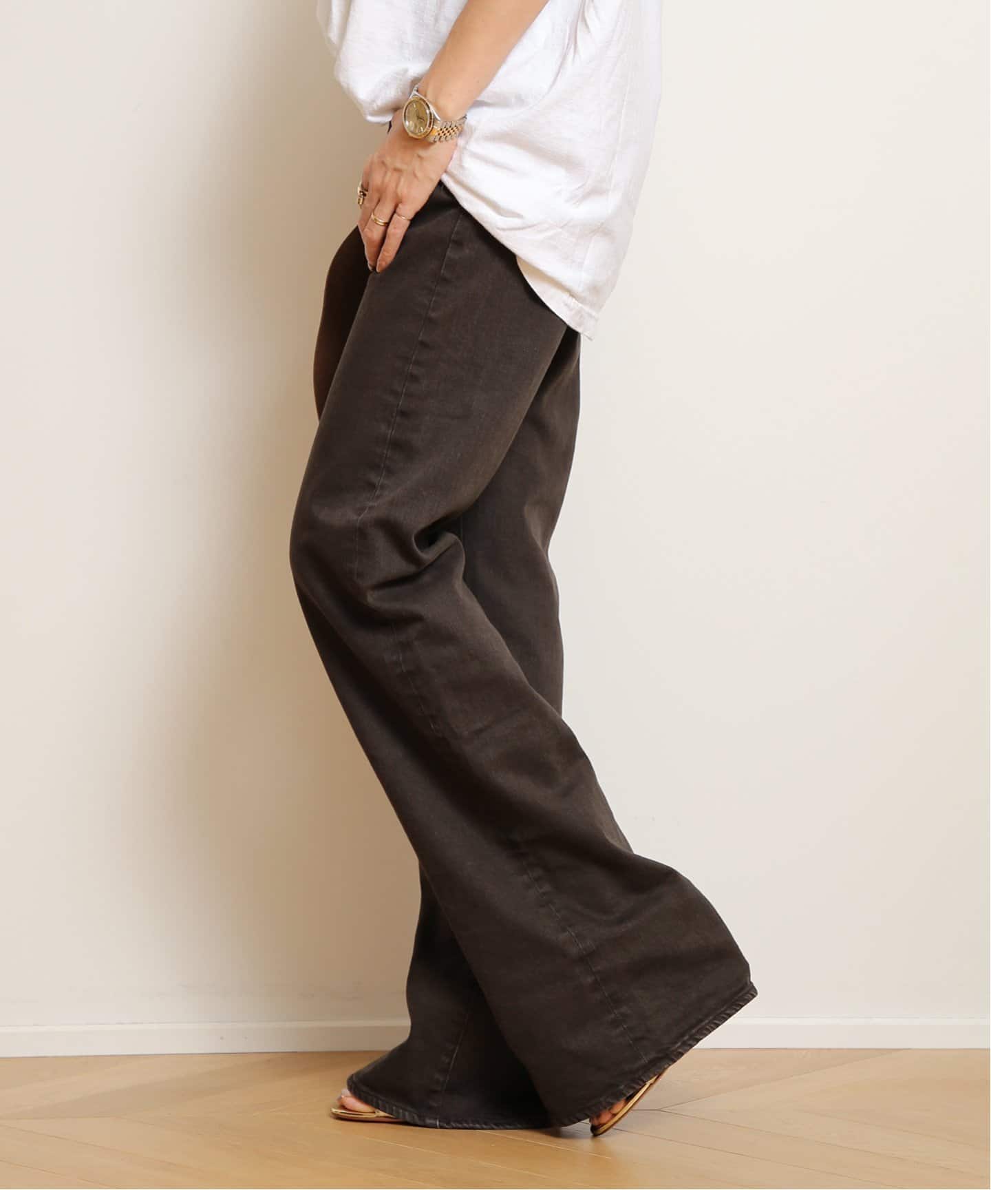 R13/アールサーティーン】 BOY FLARE デニム(BROWN)（デニム