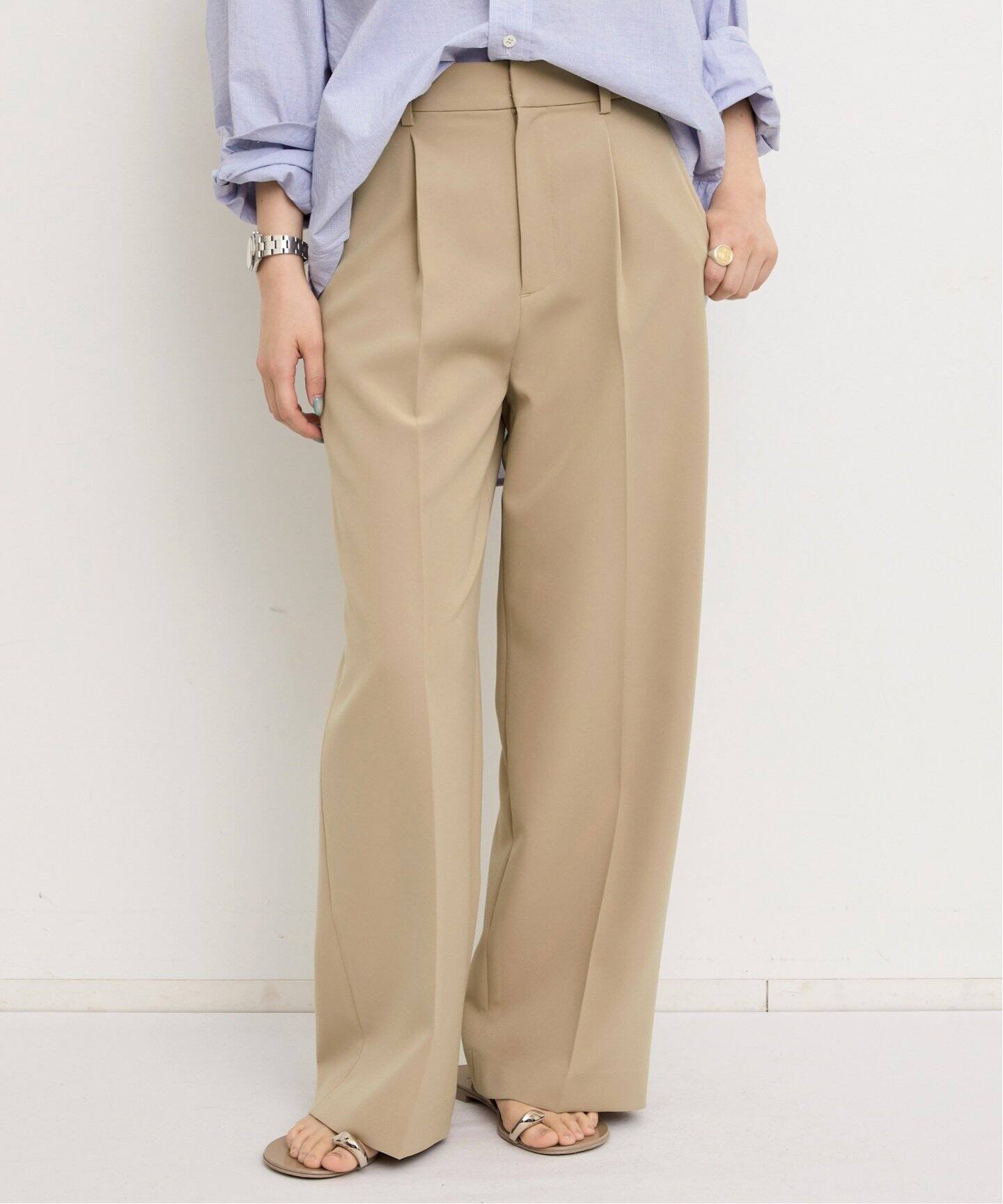 Double cloth Tuck Pants（スラックス）｜L
